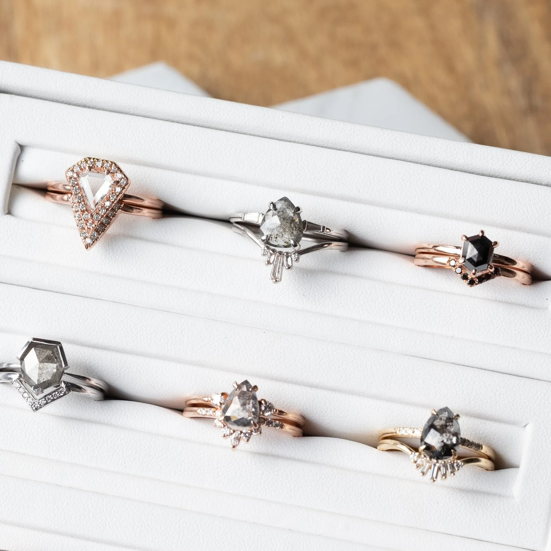 11 Diamond V Wedding Band, Victoria Setting, 14K Rose Gold