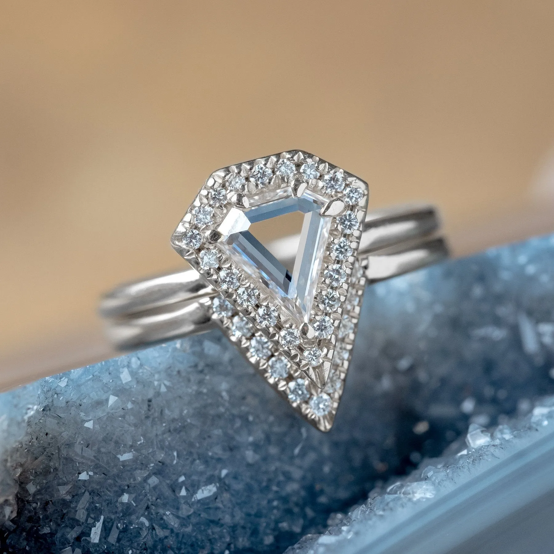 11 Diamond V Wedding Band, Victoria Setting, 14K White Gold