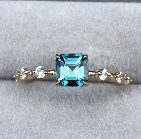 1.17 ct 18k Teal Sapphire ring / Green sapphire ring