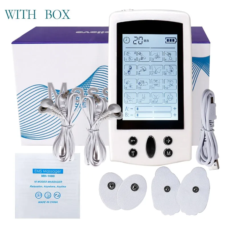 16 Modes Dual Output Health Care Body Massage Electric EMS Muscle Stimulator TENS Unit Electronic Pulse Physiotherapy Massager