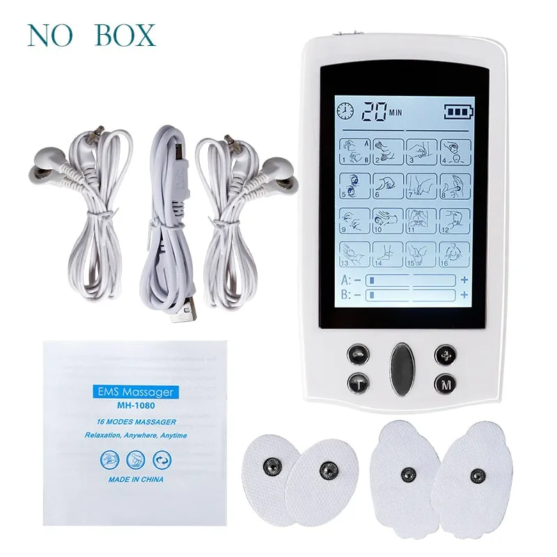 16 Modes Dual Output Health Care Body Massage Electric EMS Muscle Stimulator TENS Unit Electronic Pulse Physiotherapy Massager