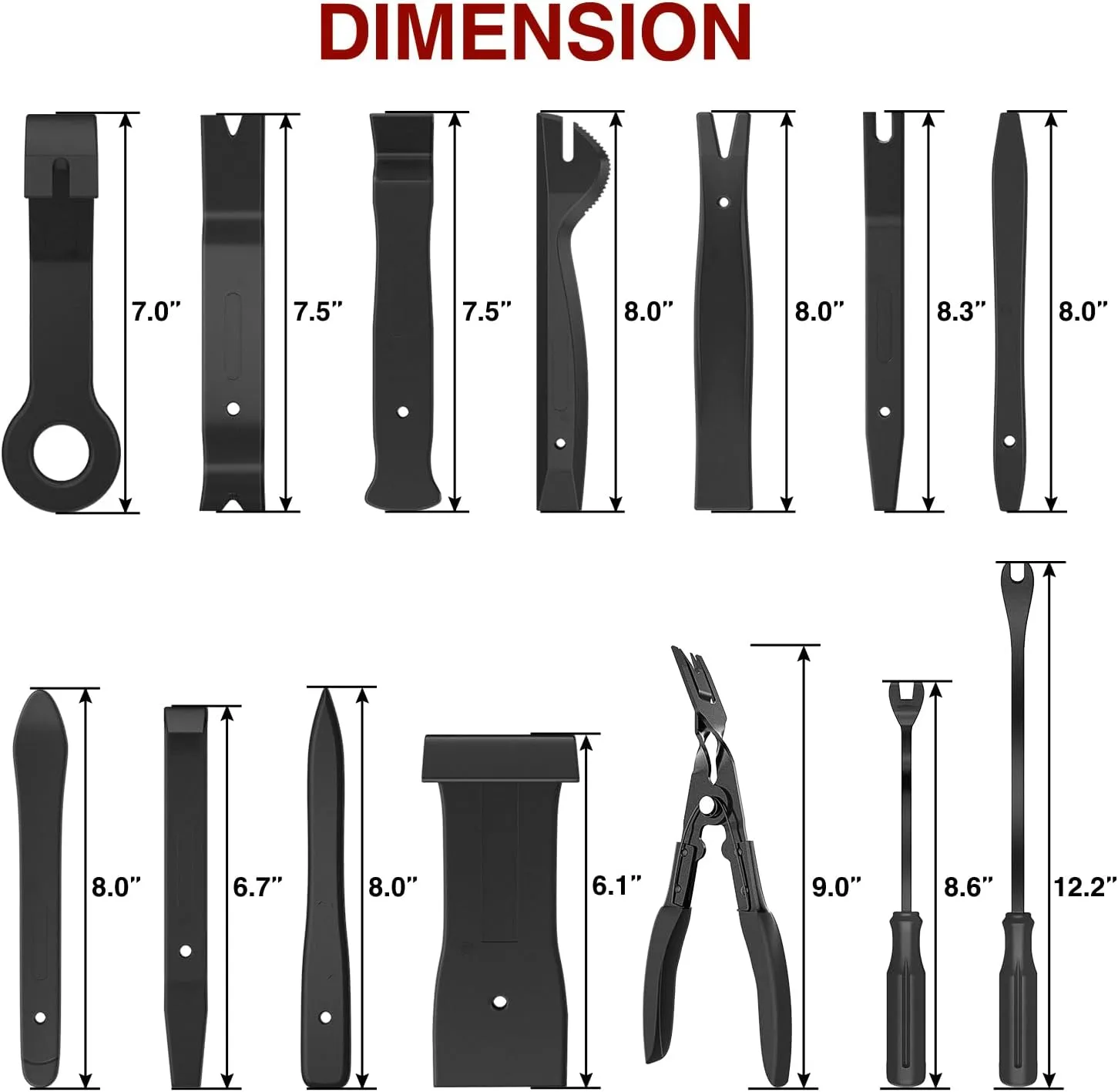 19 Pcs Auto Trim Removal Tool Set Black