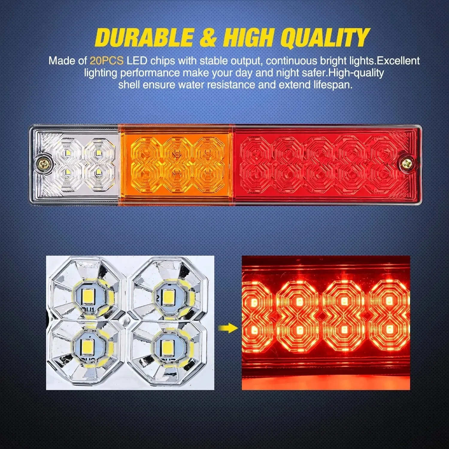 20 Leds Tri-color Iron Frame Taillight (Pair)