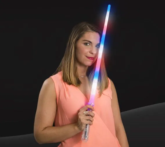 28 Inch LED Light up Prism Sword - Red White Blue