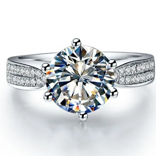 3 Carat White Gold 585 Round Solitaire Ring