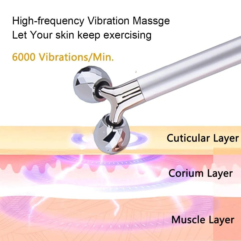 3 in 1 Energy Beauty Bar 24k Golden Vibrating Facial Roller Massager