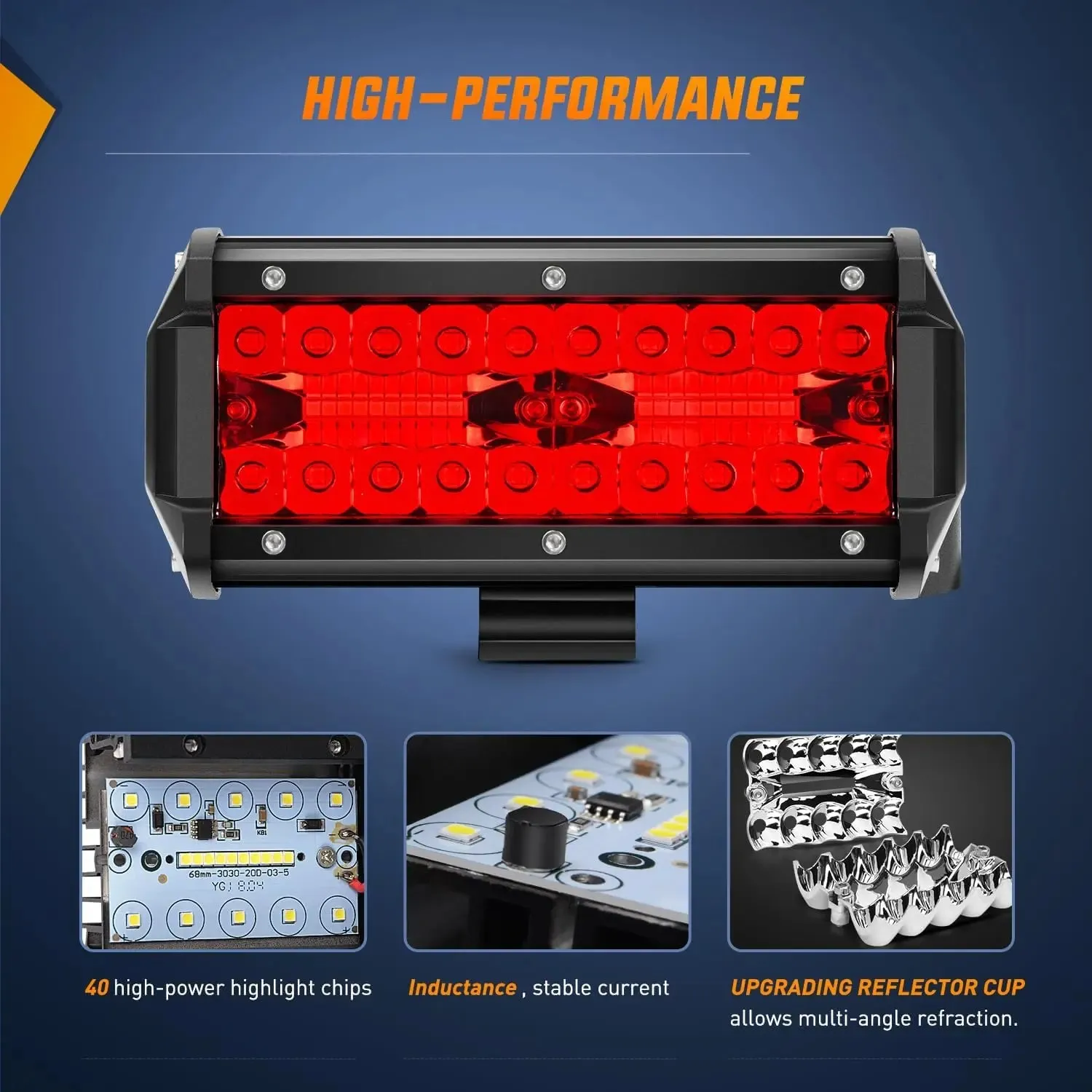 6.5 Inch 120W 355LM Triple Row Spot Flood Red Led Pods (Pair)