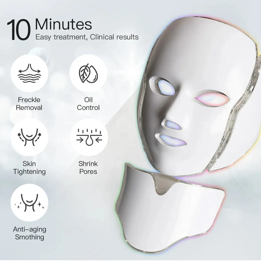 7 Color Spectrum Photon Rejuvenation Mask Korean Technology Infrared Beauty Mask for Neck and Face