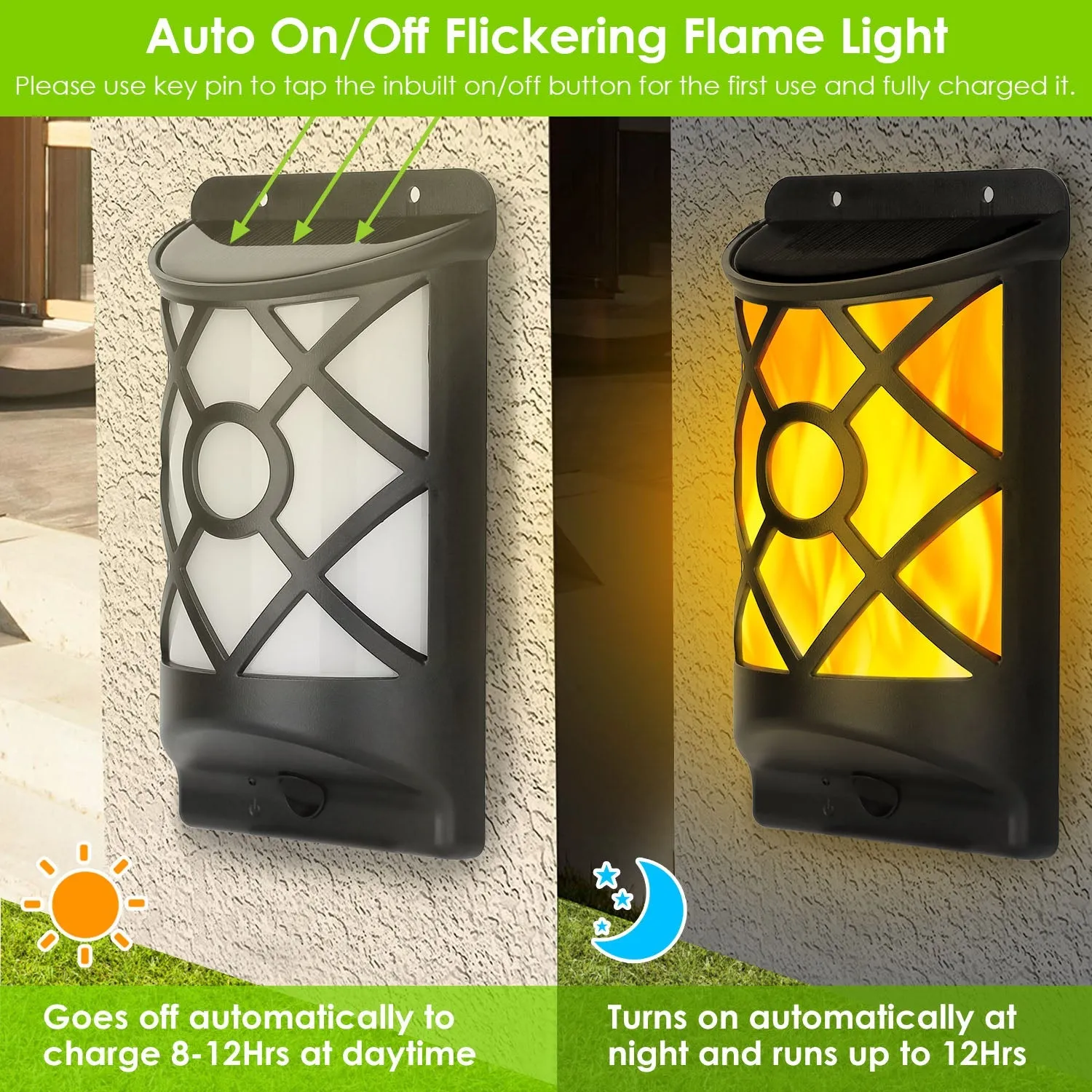 96 LEDs Waterproof Flame Solar Lights Outdoor