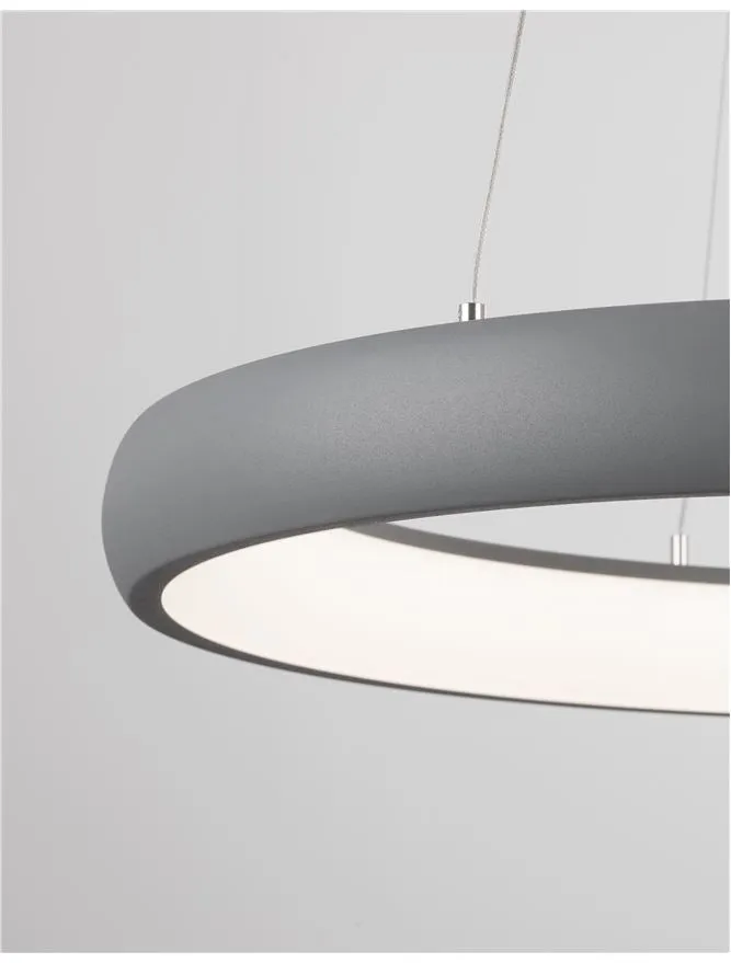 ALB Sandy Grey Aluminium & Acrylic Dimmable Inner Light Ring Pendant Medium - ID 10376