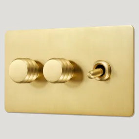 ALVA 3G Mixed Light Switch 1 Toggle / 2 Dimmer - Brass