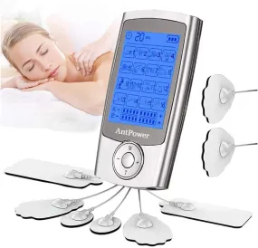 AntPower Dual Channel TENS Machine Muscle Stimulator,16 Modes Dual Channel Tens Unit Machine, 20 Level Strengthtens EMS Massager with 6 Reusable Premium Electrode Pads for Pain Relief