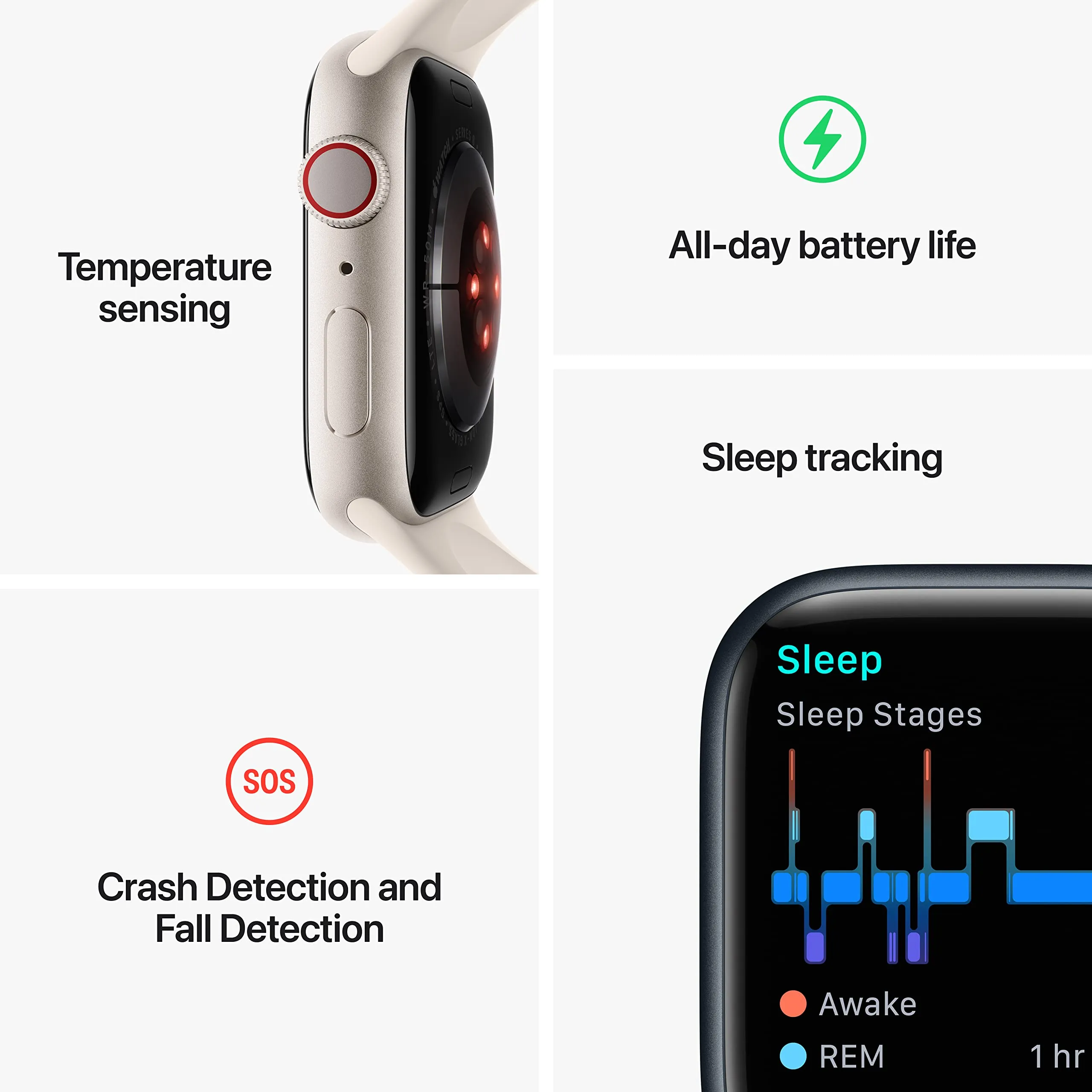 Apple Watch Series 8 [GPS   Cellular 45mm] Smart Watch w/Silver Stainless Steel Case with White Sport Band - M/L. Fitness Tracker, Blood Oxygen & ECG Apps, Always-On Retina Display, Water Resistant