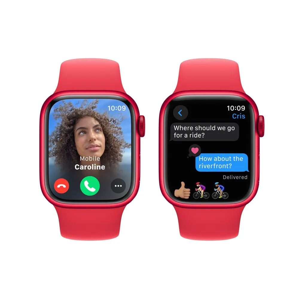 Apple Watch Series 9 GPS 41mm Red Aluminum Case with Red Sport Band - M/L