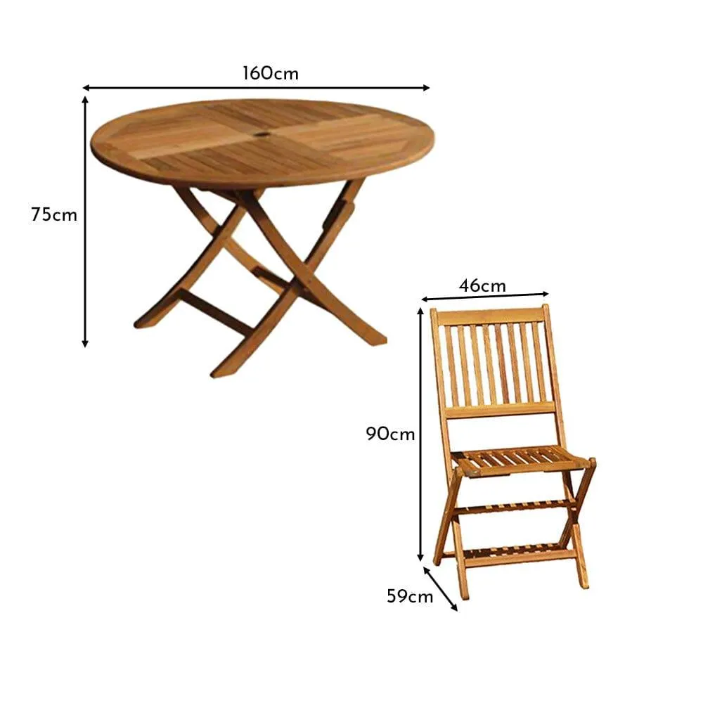 Ashby 8 Seater Wooden Round Garden Dining Set with Cream Parasol - 160cm