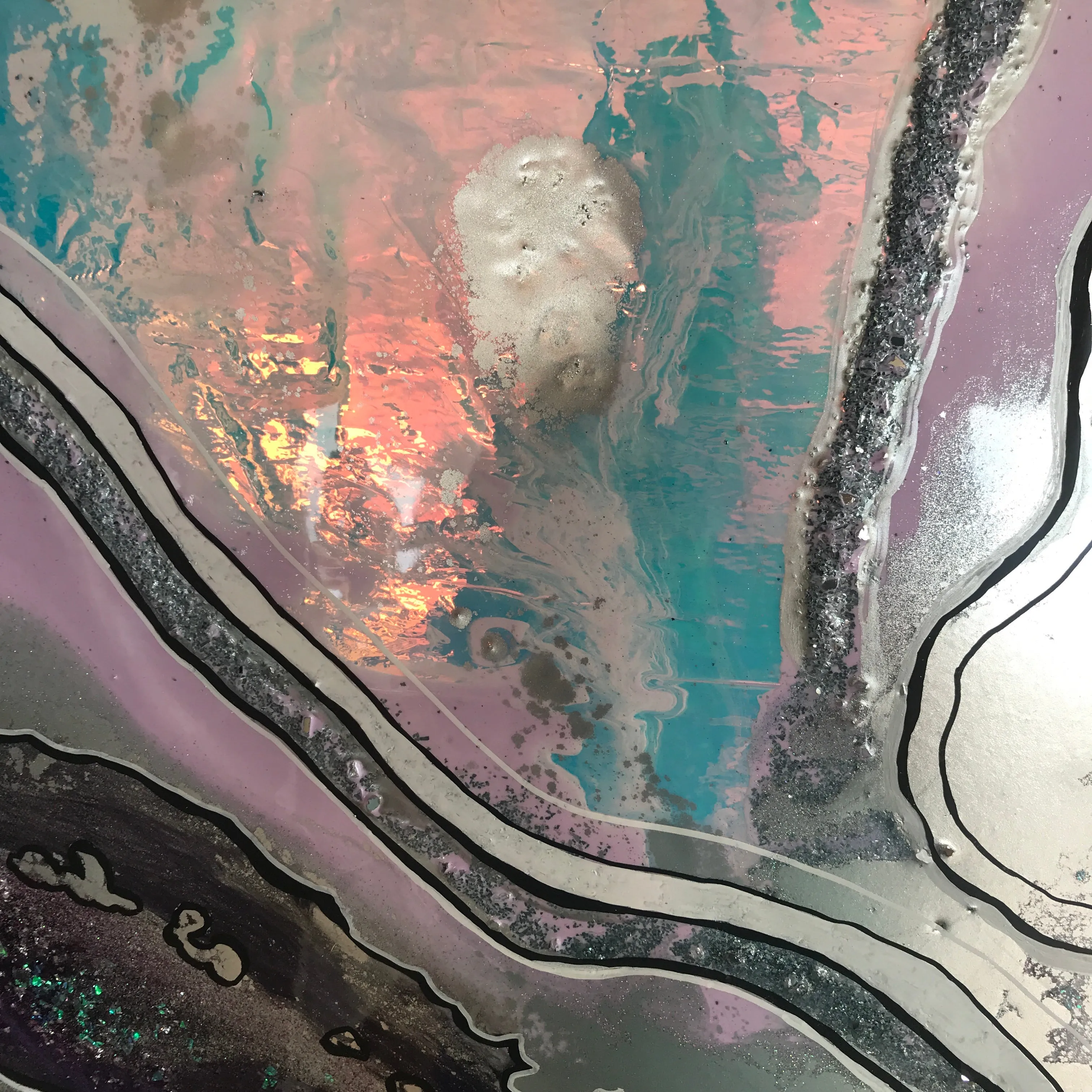 Aura Rainbow. Amethyst Geode Gemstone Original Artwork
