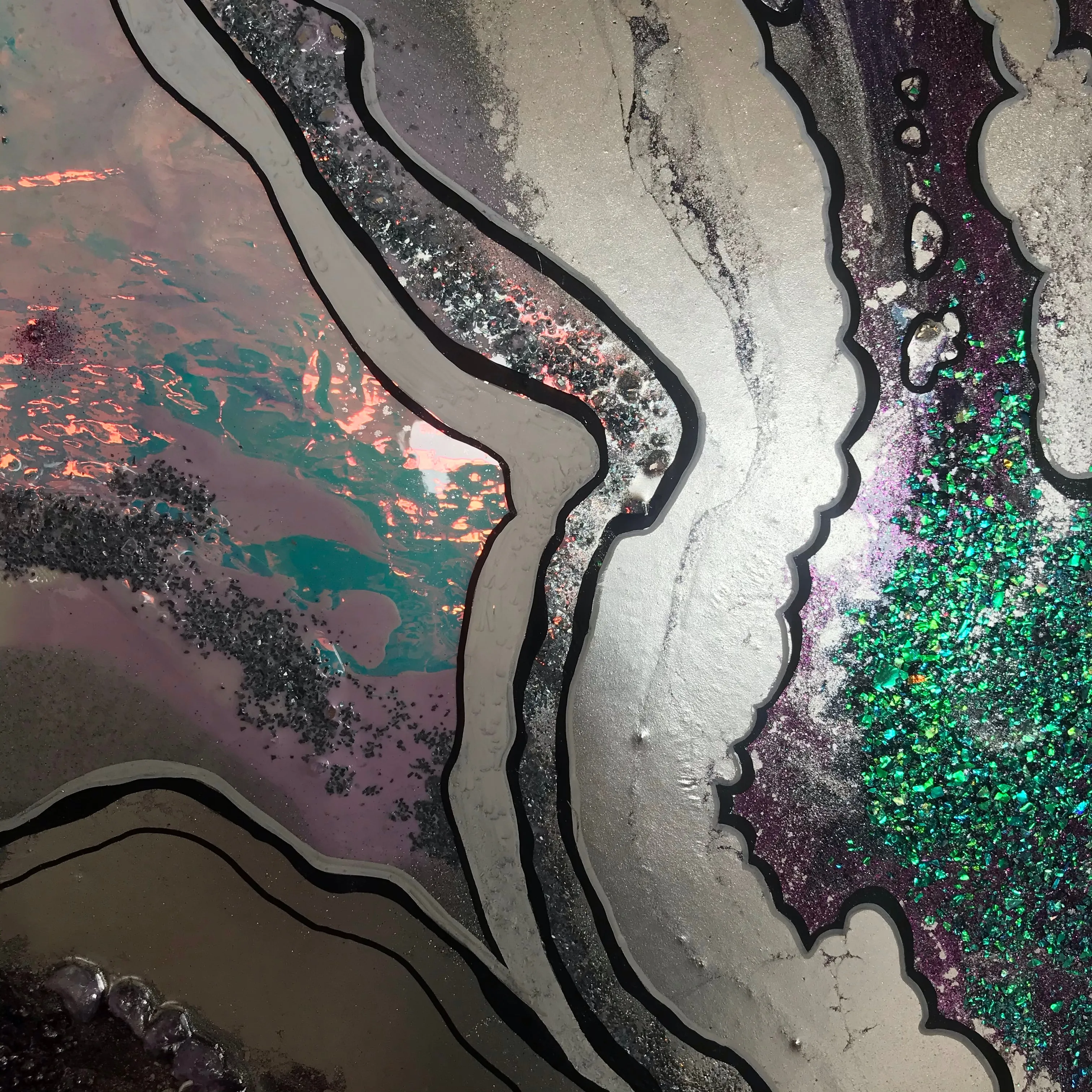 Aura Rainbow. Amethyst Geode Gemstone Original Artwork