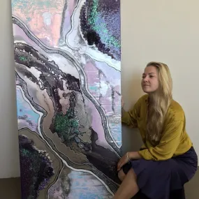 Aura Rainbow. Amethyst Geode Gemstone Original Artwork