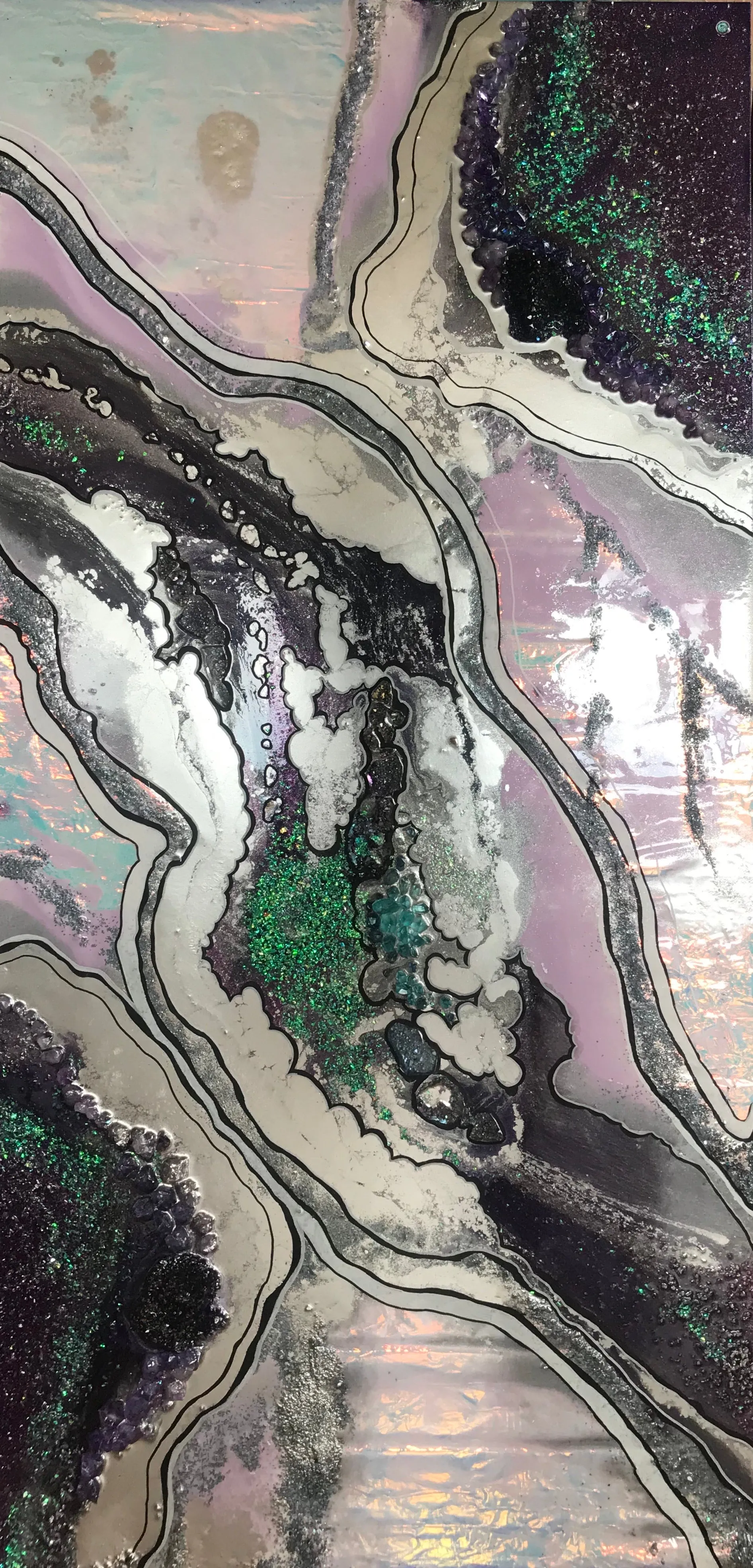 Aura Rainbow. Amethyst Geode Gemstone Original Artwork