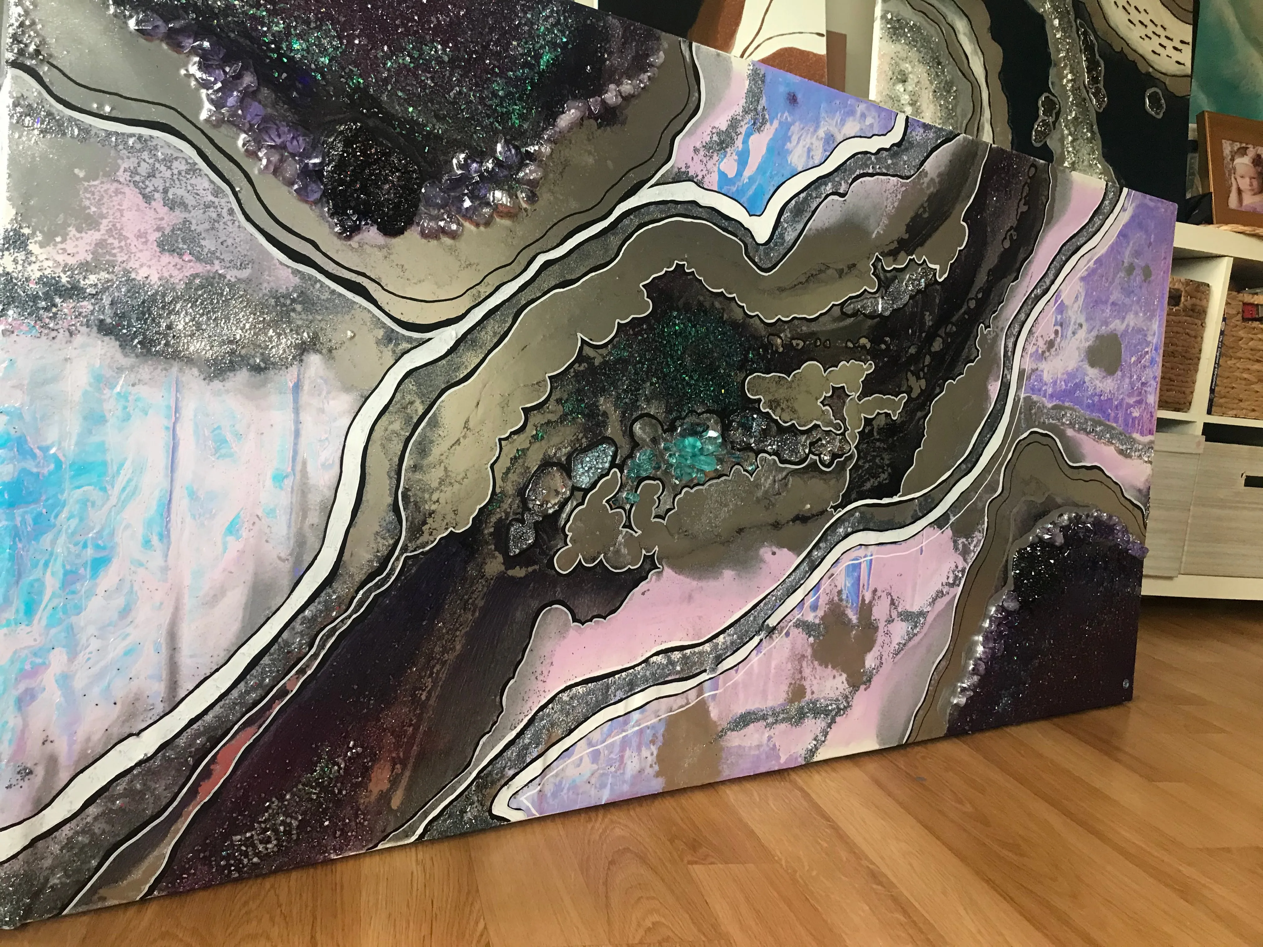 Aura Rainbow. Amethyst Geode Gemstone Original Artwork
