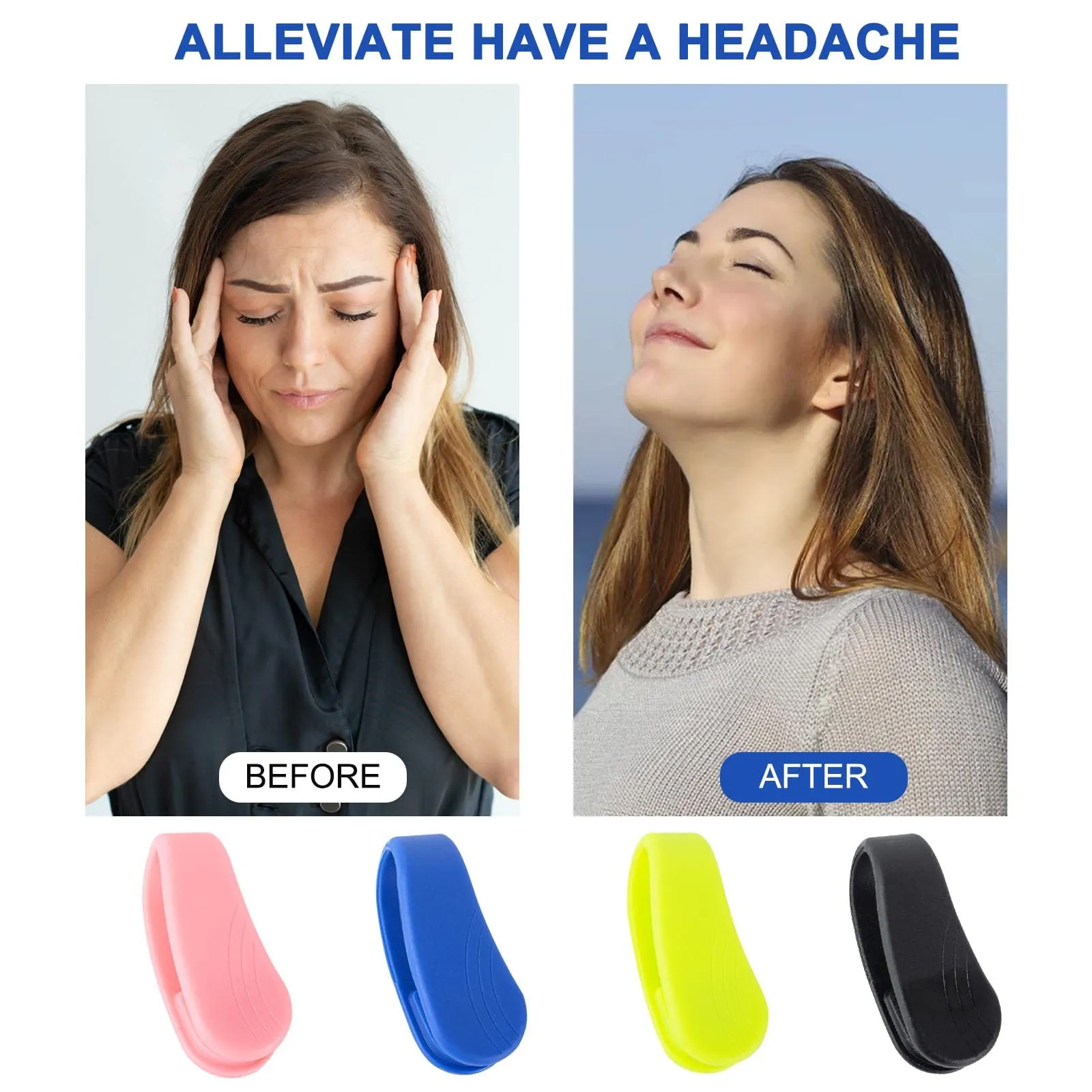 AYNKH 4 Pcs Acupressure Clip, Portable Silicone Stress Alleviation Migraine Relief Clip Pressure Point Clip Massage Relaxation Tool