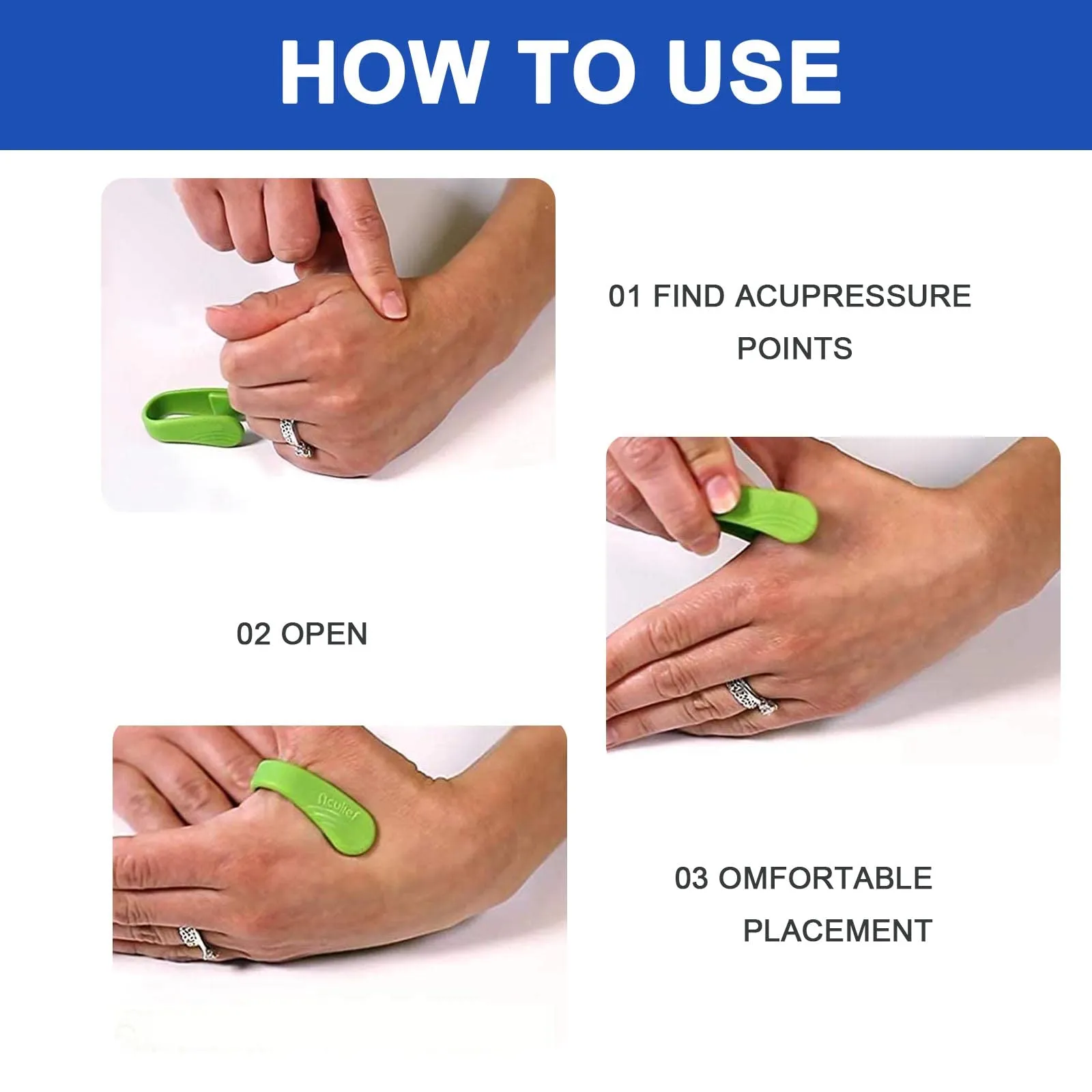 AYNKH 4 Pcs Acupressure Clip, Portable Silicone Stress Alleviation Migraine Relief Clip Pressure Point Clip Massage Relaxation Tool