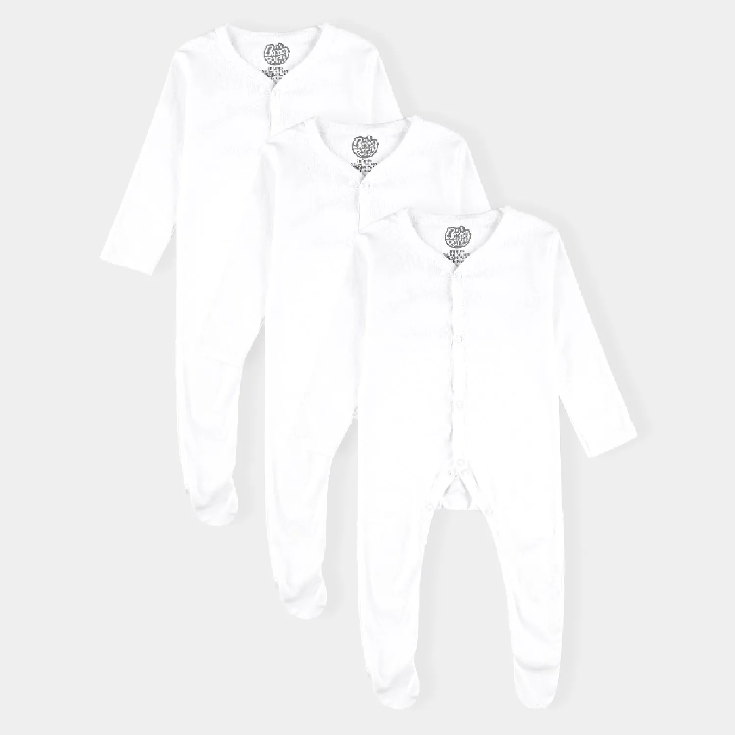 Baby Sleep Suit Pack Of 3 - White