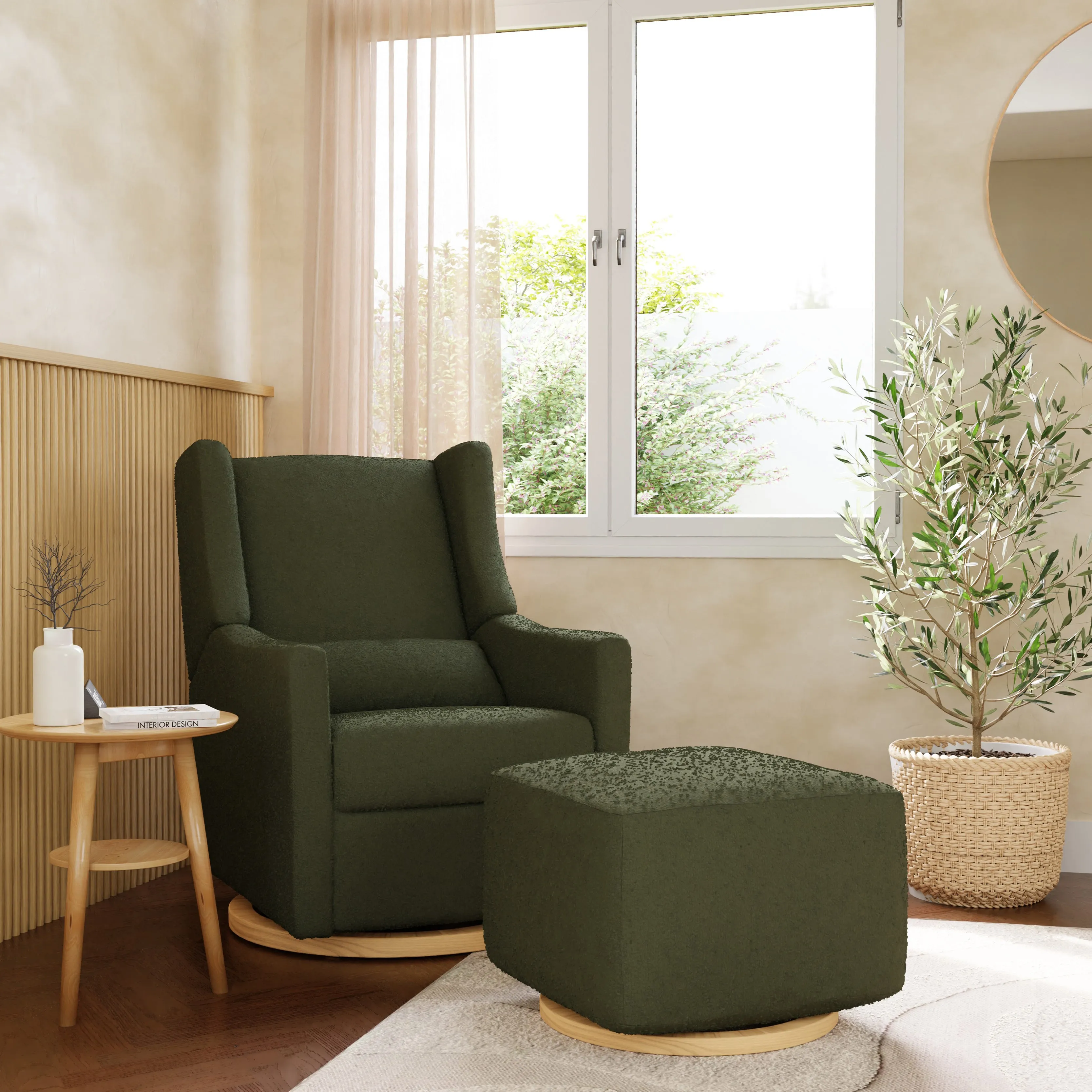 Babyletto Kiwi Electronic Recliner and Swivel Glider in Boucle with USB port