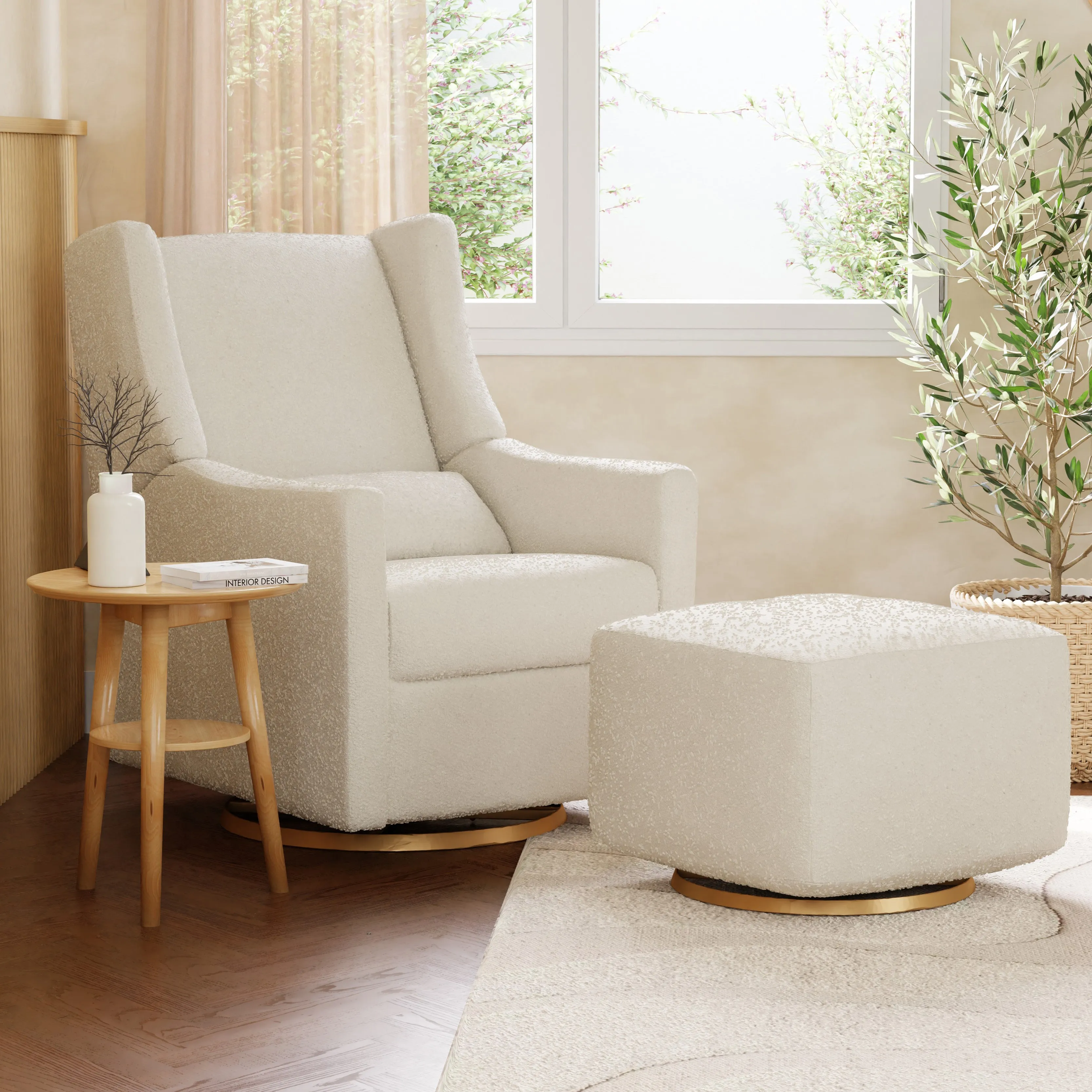 Babyletto Kiwi Electronic Recliner and Swivel Glider in Boucle with USB port
