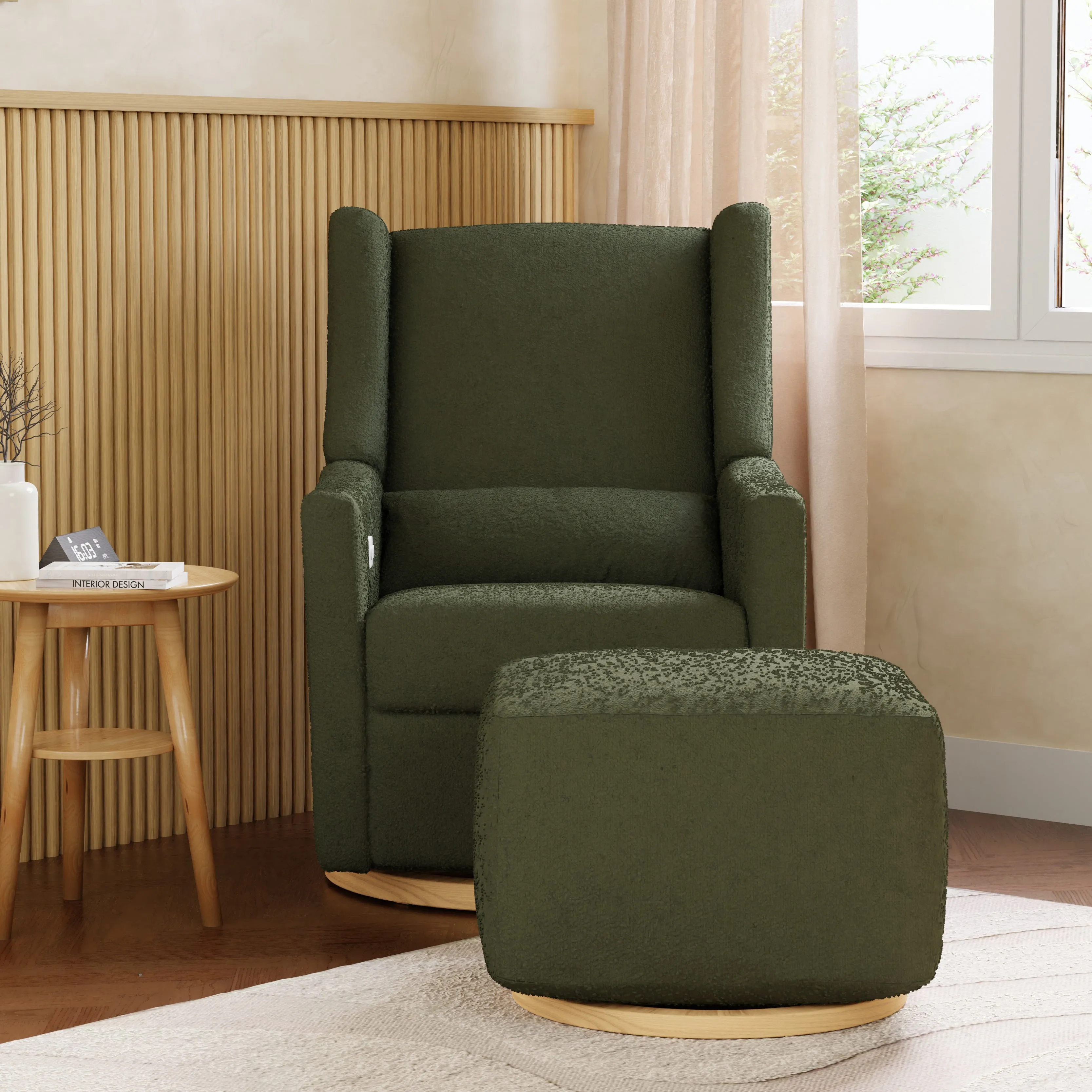 Babyletto Kiwi Electronic Recliner and Swivel Glider in Boucle with USB port