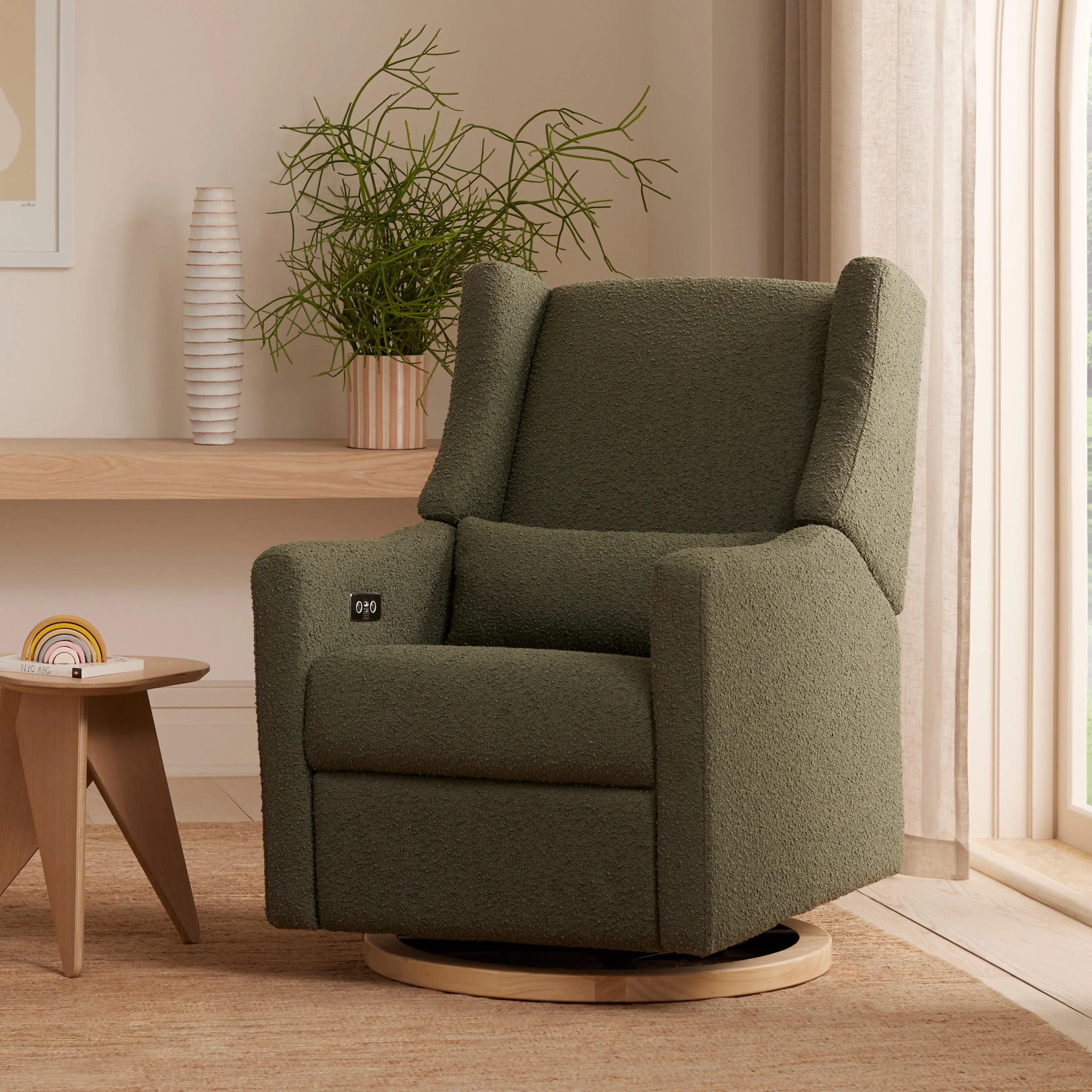 Babyletto Kiwi Electronic Recliner and Swivel Glider in Boucle with USB port