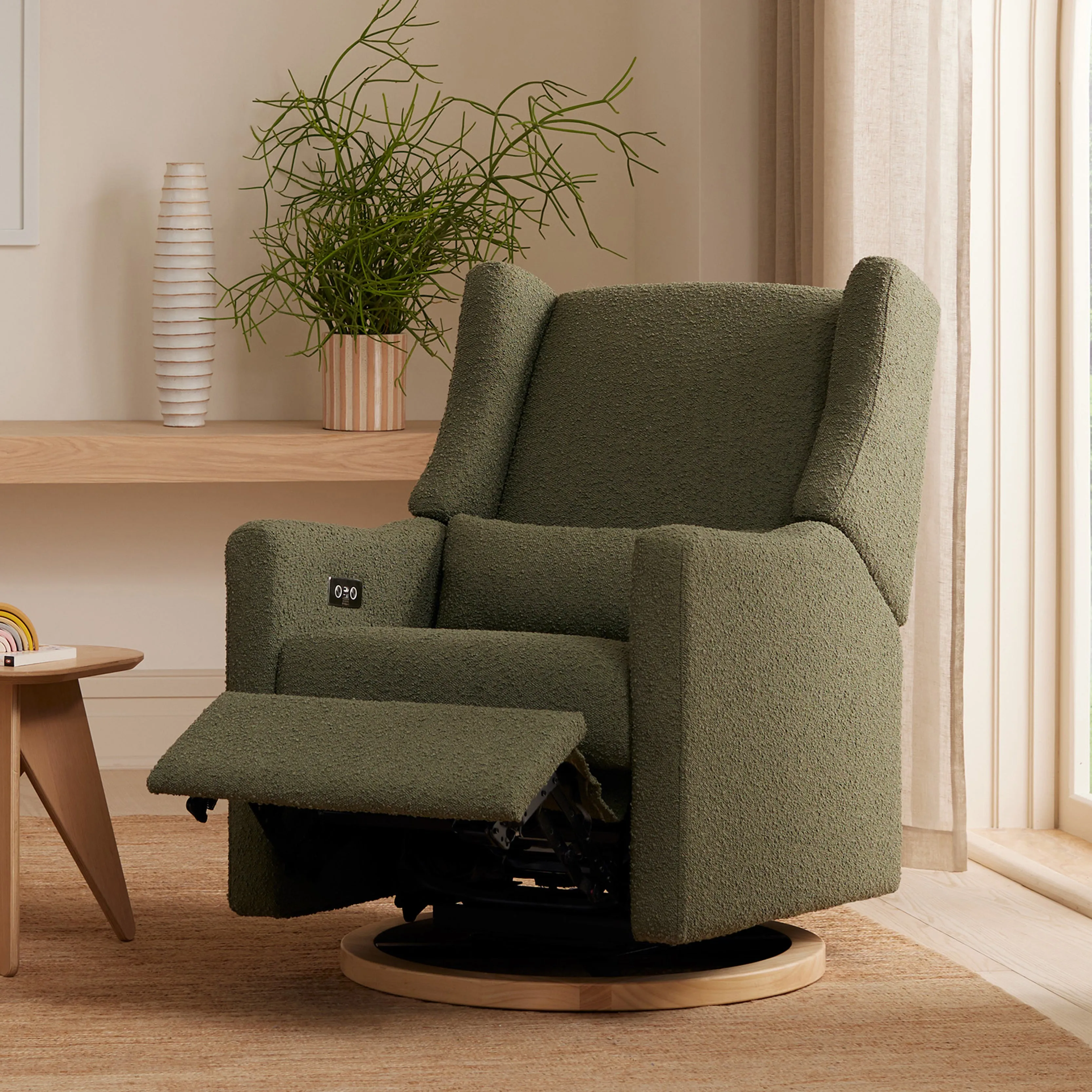 Babyletto Kiwi Electronic Recliner and Swivel Glider in Boucle with USB port