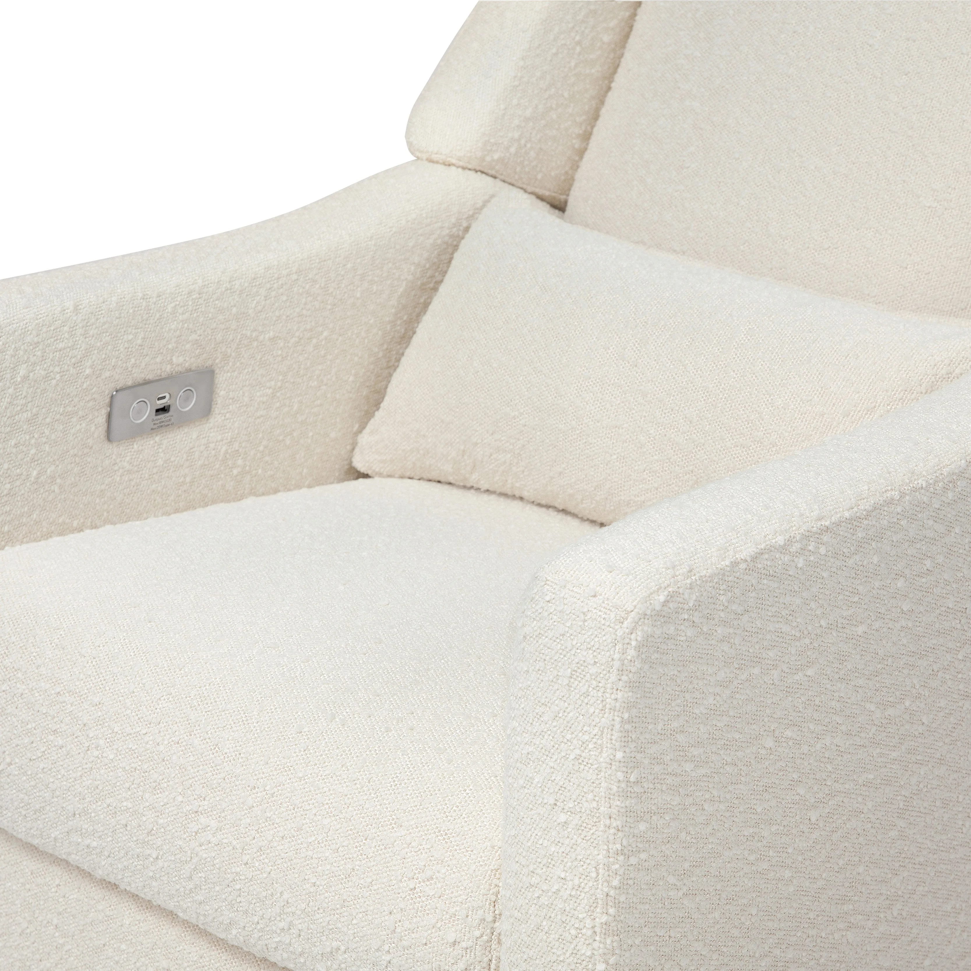 Babyletto Kiwi Electronic Recliner and Swivel Glider in Boucle with USB port