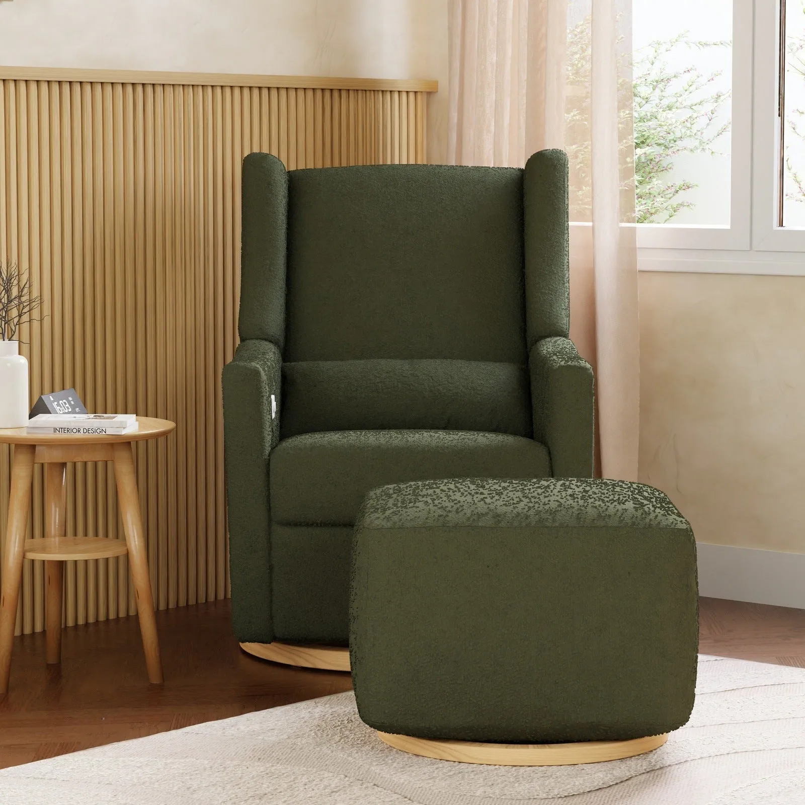 Babyletto Kiwi Electronic Recliner and Swivel Glider in Boucle with USB port