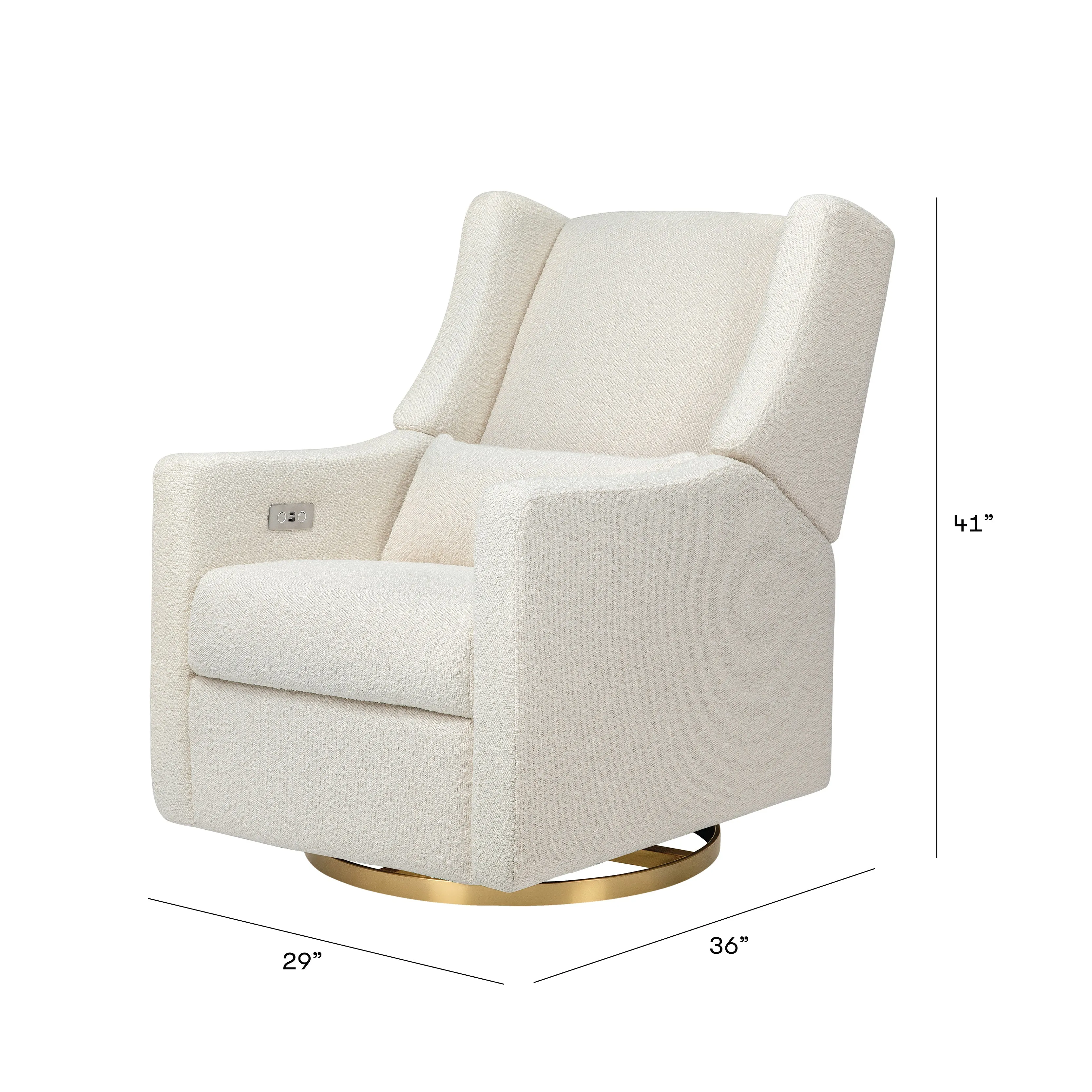 Babyletto Kiwi Electronic Recliner and Swivel Glider in Boucle with USB port