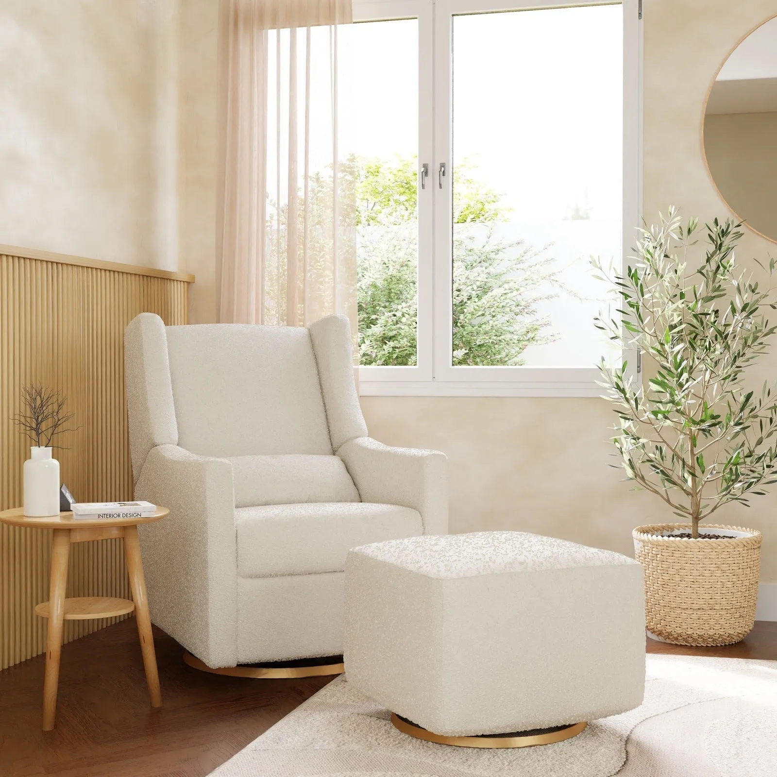 Babyletto Kiwi Electronic Recliner and Swivel Glider in Boucle with USB port