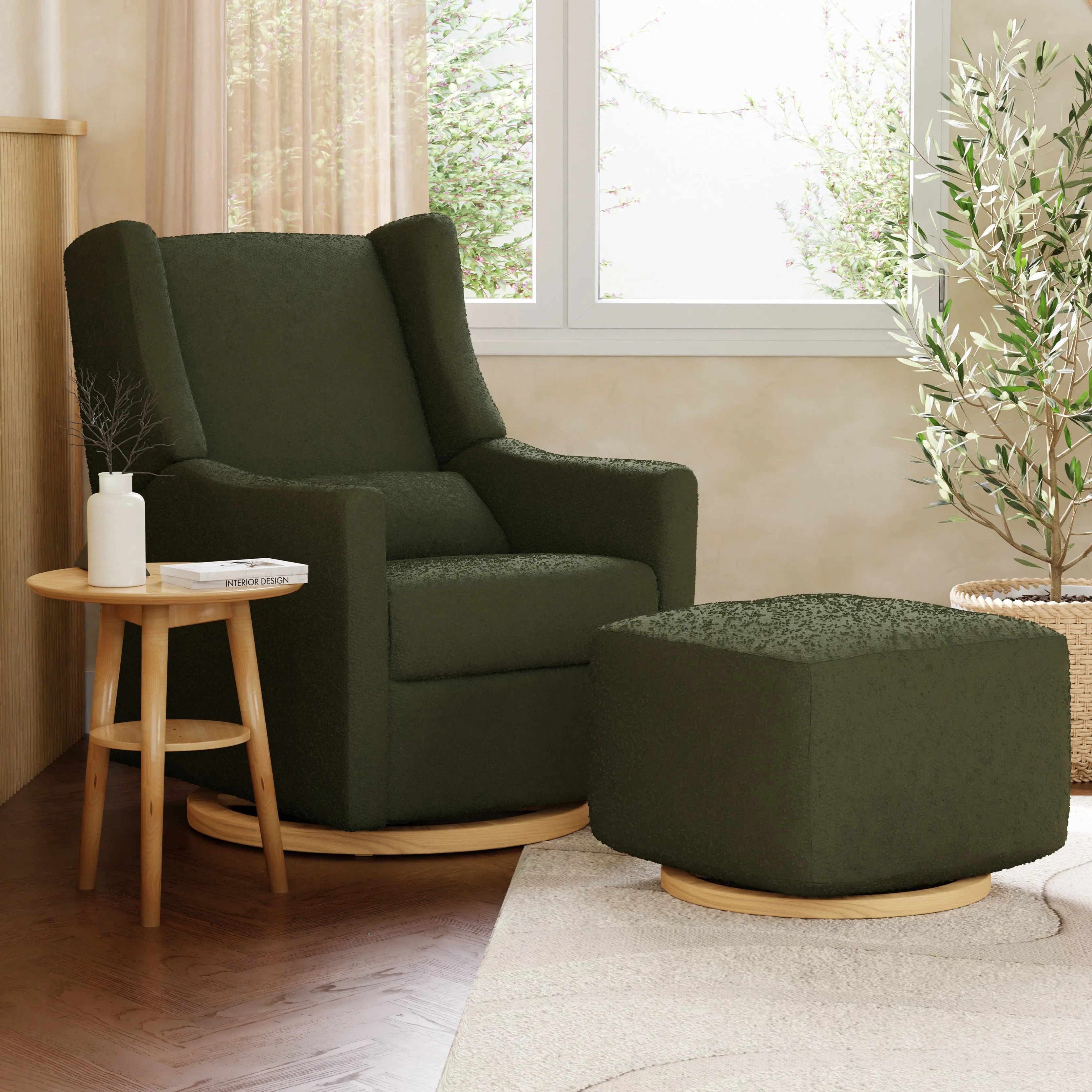Babyletto Kiwi Electronic Recliner and Swivel Glider in Boucle with USB port