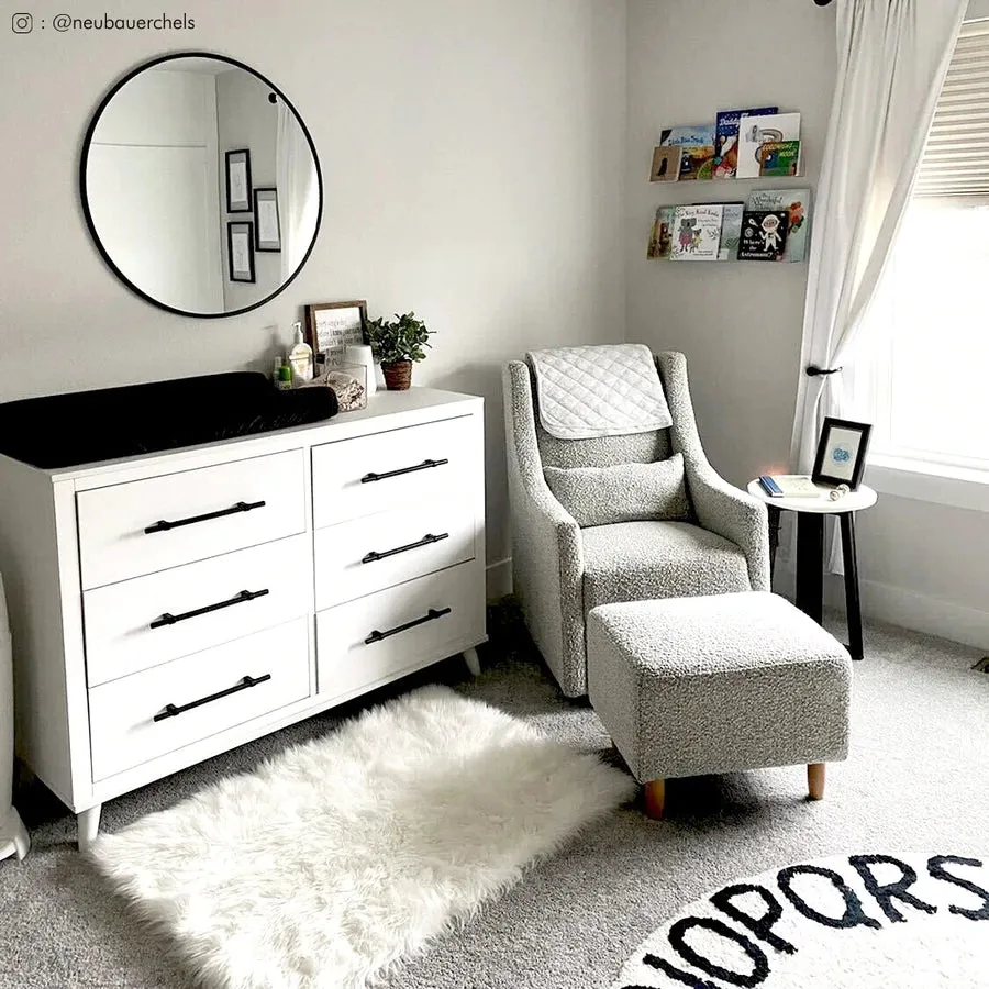 Babyletto Toco Glider and Ottoman Black White Boucle