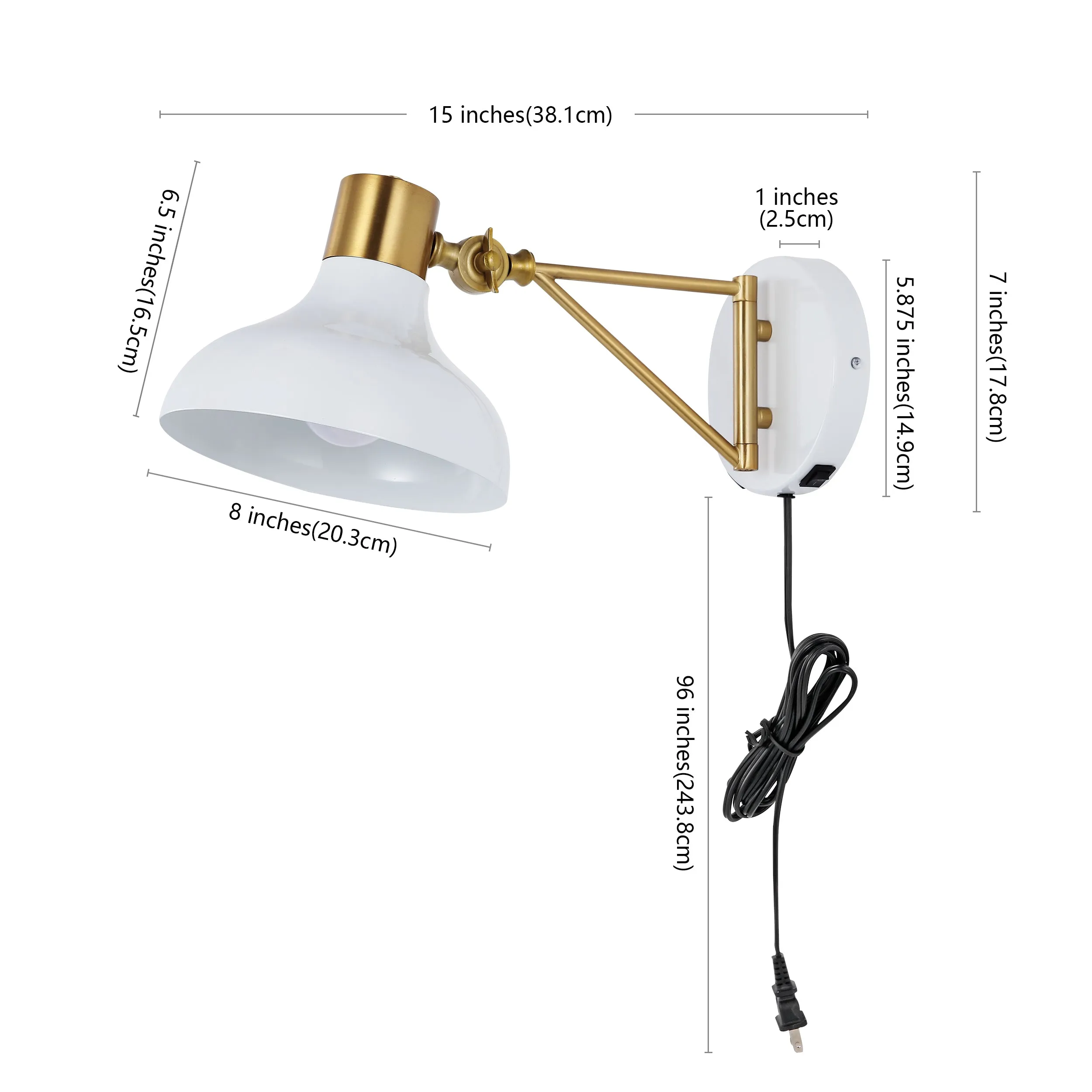 Betty 15" Swing Arm Modern Midcentury Iron USB Charging Port LED Sconce