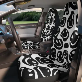 Black and White Smiles Car Seat Cover