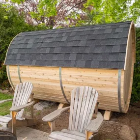 Black Asphalt Shingle Roof For Dundalk Leisurecraft Tranquility Barrel Saunas