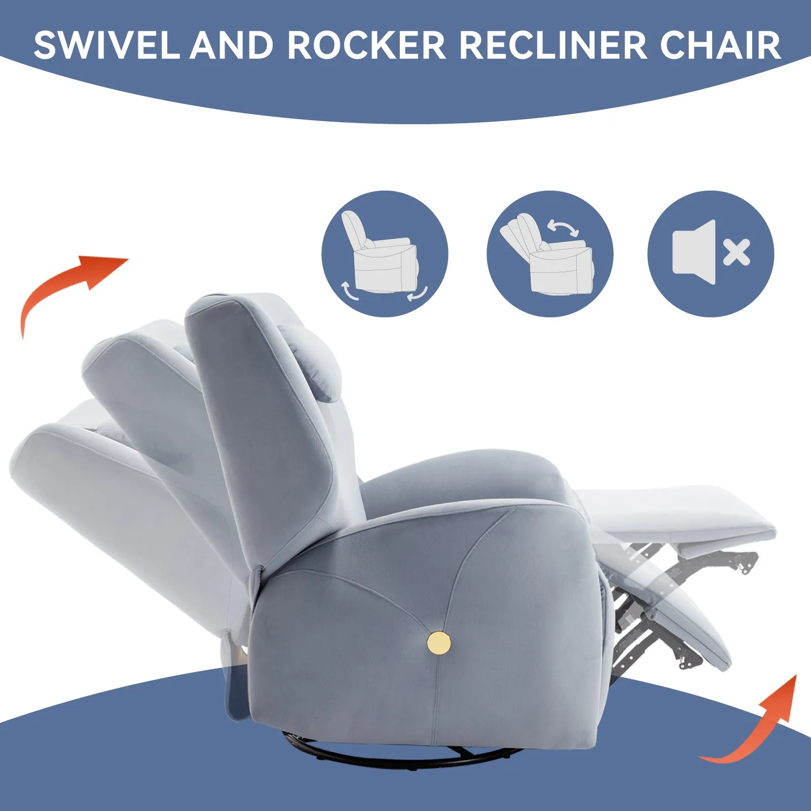 Bryce Power Recliner Chair with Lumbar and Neck Support - Blue