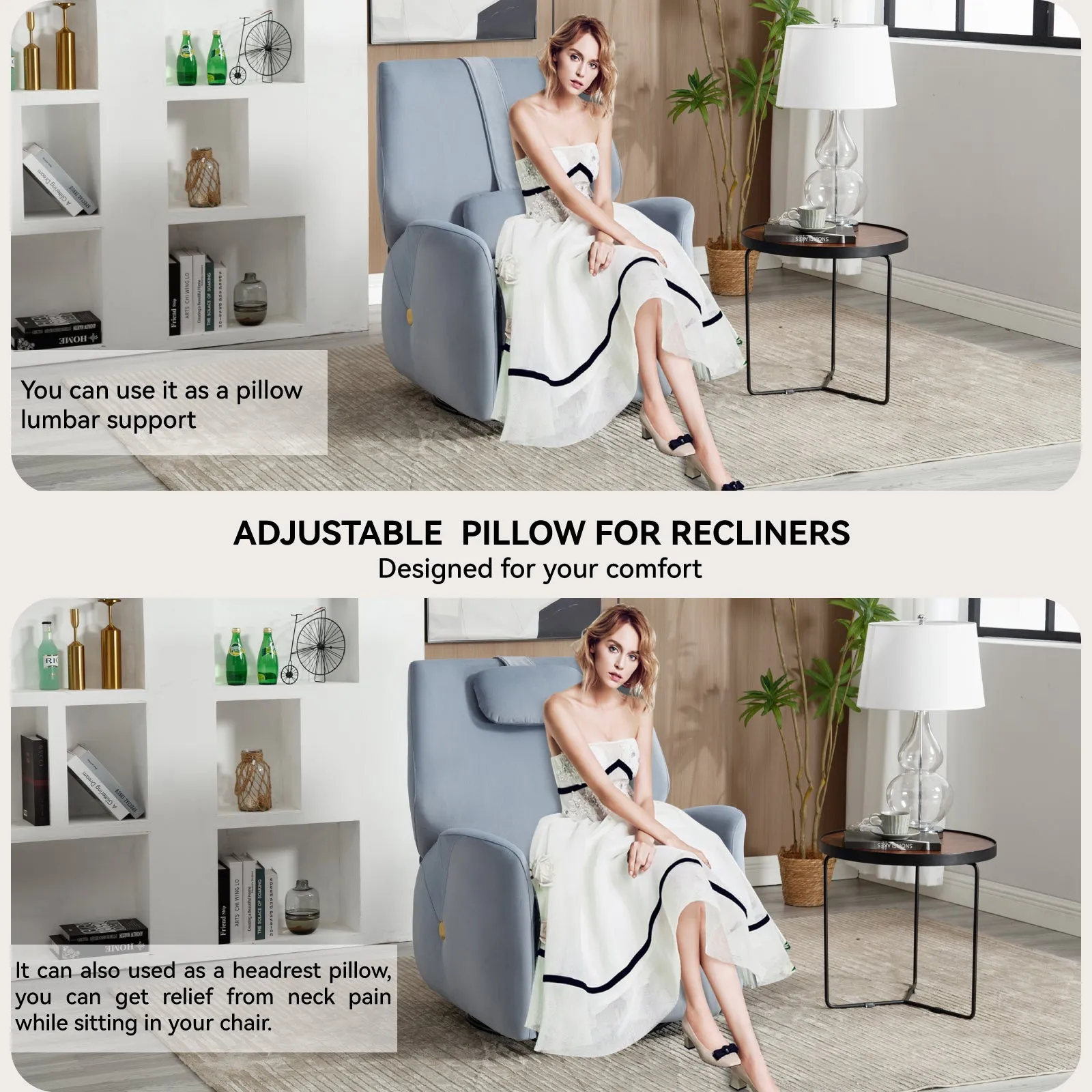 Bryce Power Recliner Chair with Lumbar and Neck Support - Blue