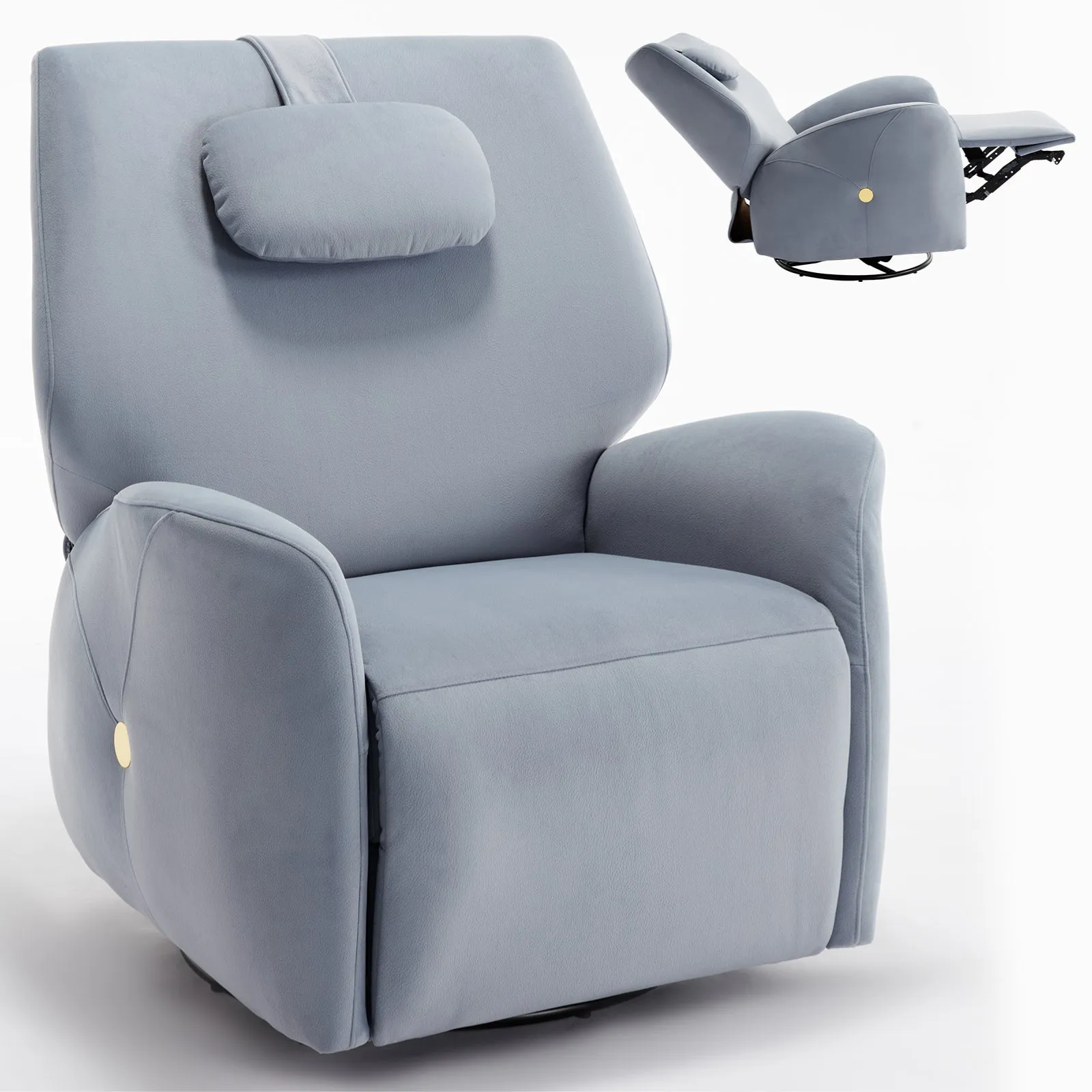 Bryce Power Recliner Chair with Lumbar and Neck Support - Blue