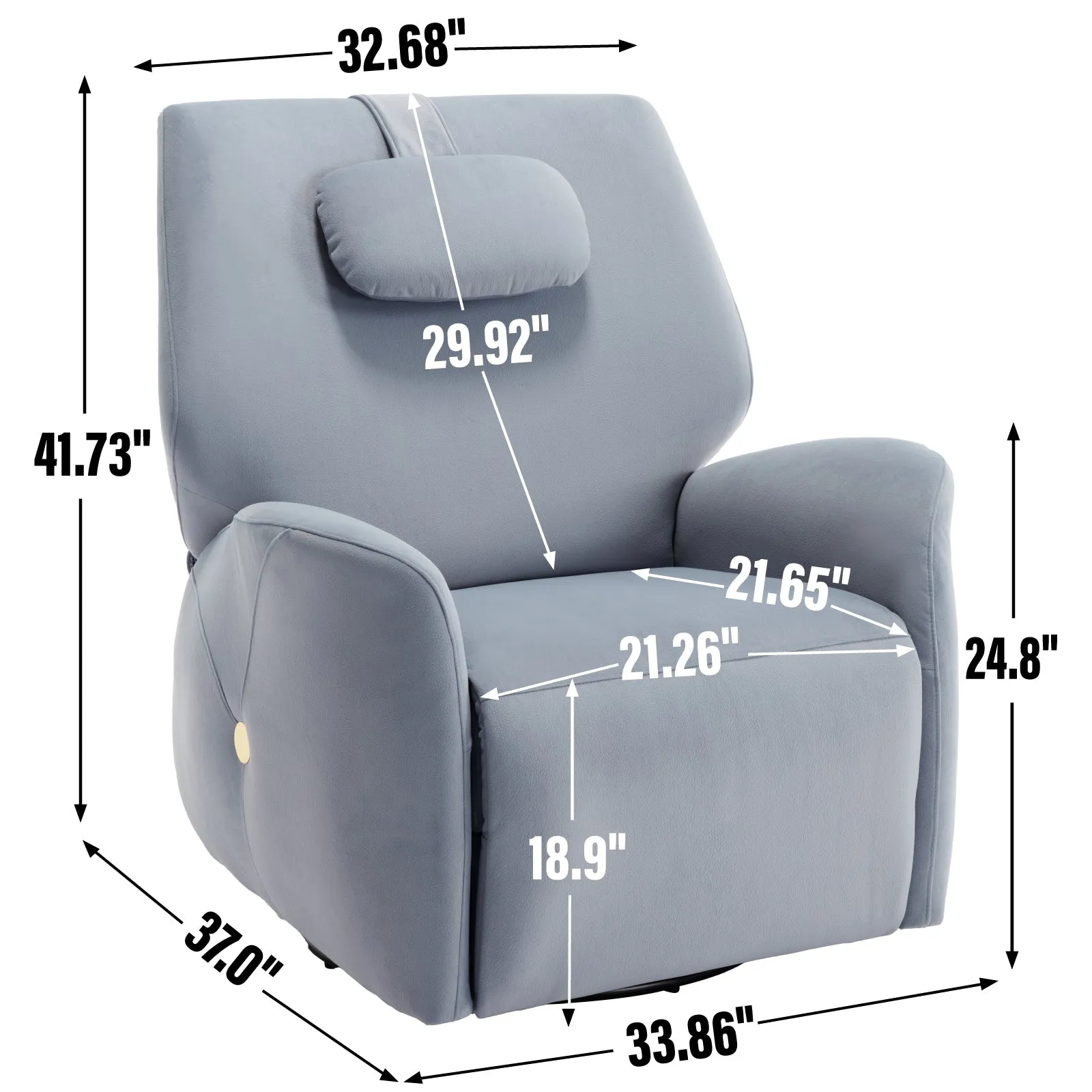 Bryce Power Recliner Chair with Lumbar and Neck Support - Blue