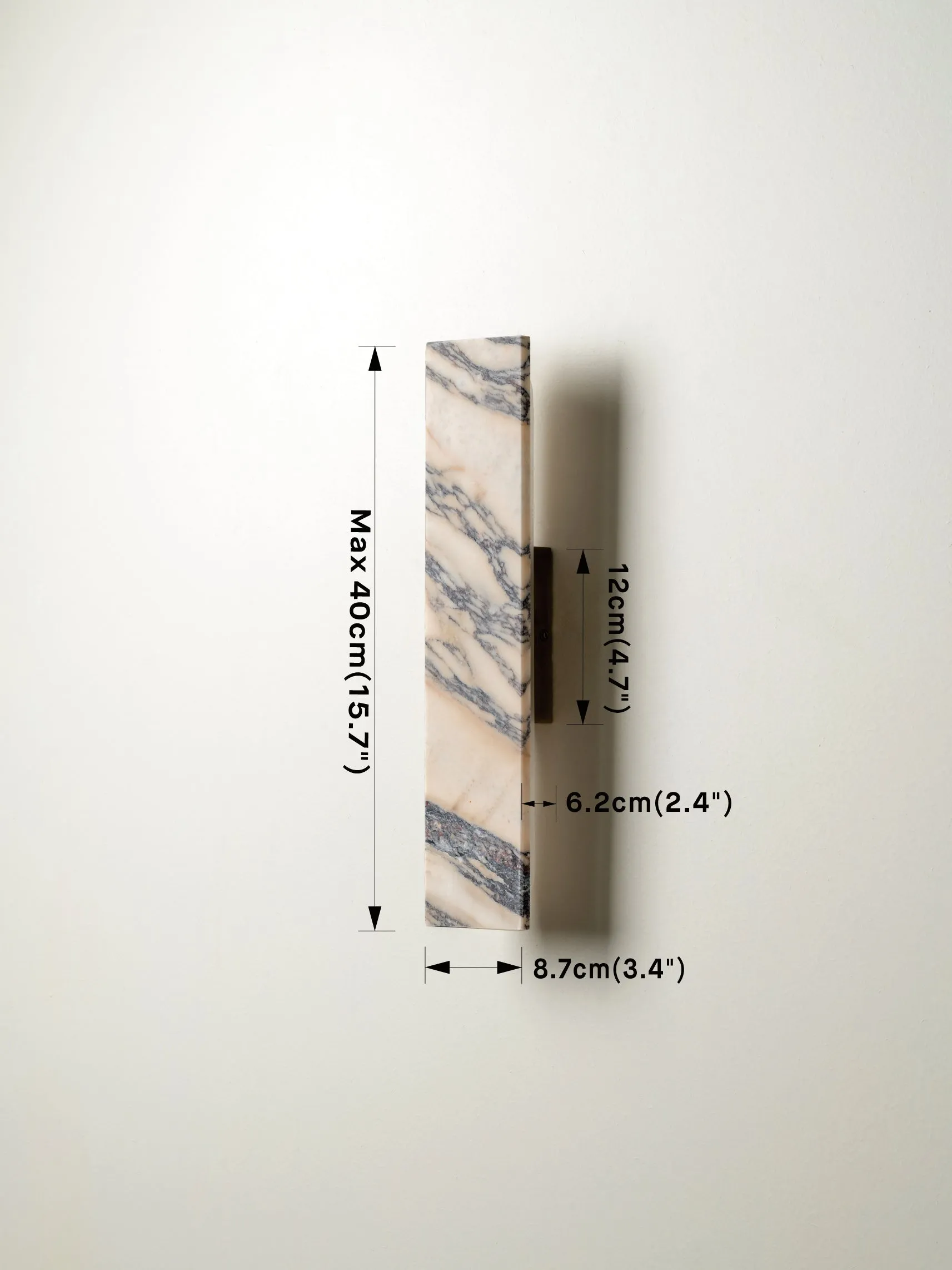 Canti - Calacatta Viola marble and aged brass rectangular wall light