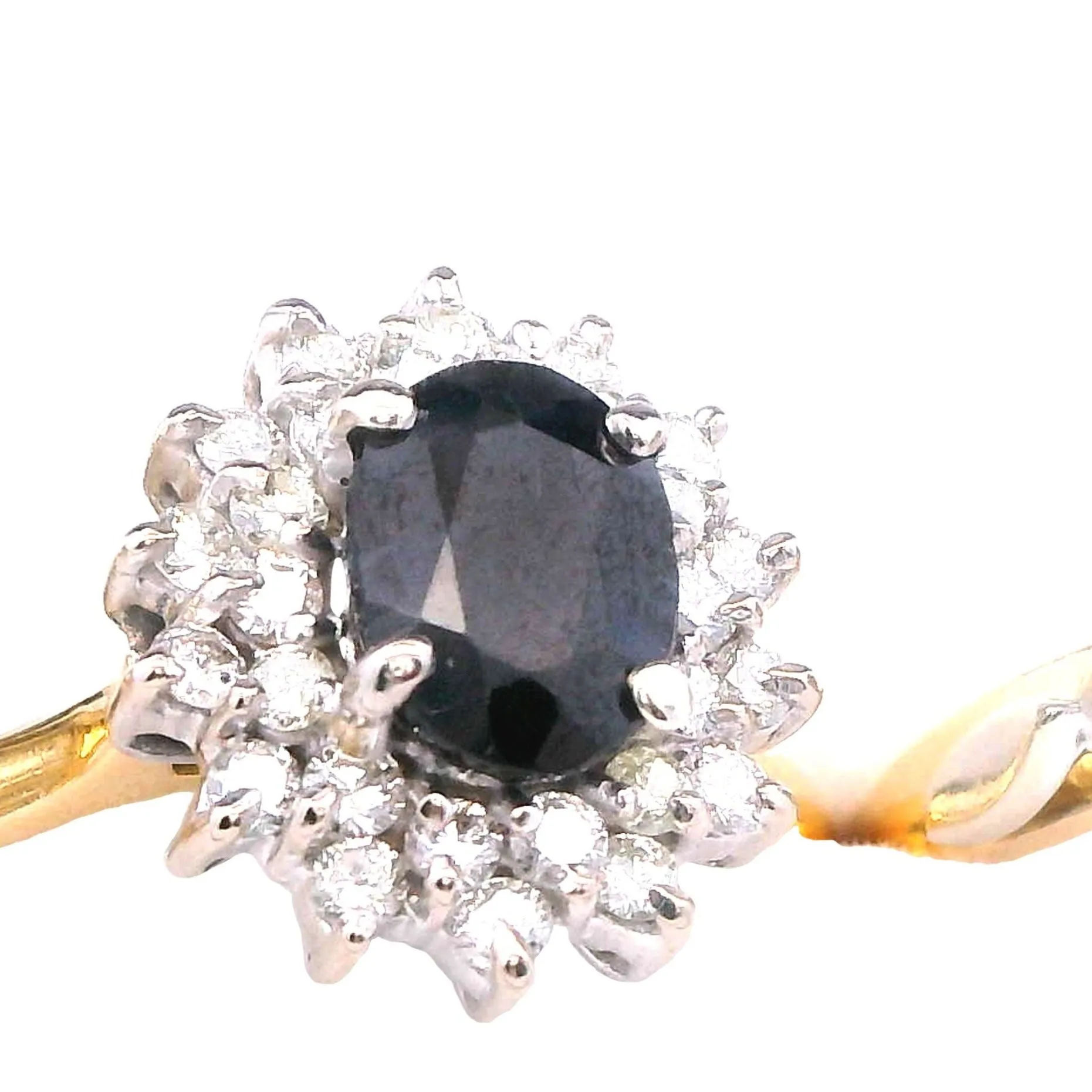 Captivating Sapphire and Diamond Bridal Set in Yellow Gold and Palladium