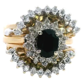 Captivating Sapphire and Diamond Bridal Set in Yellow Gold and Palladium