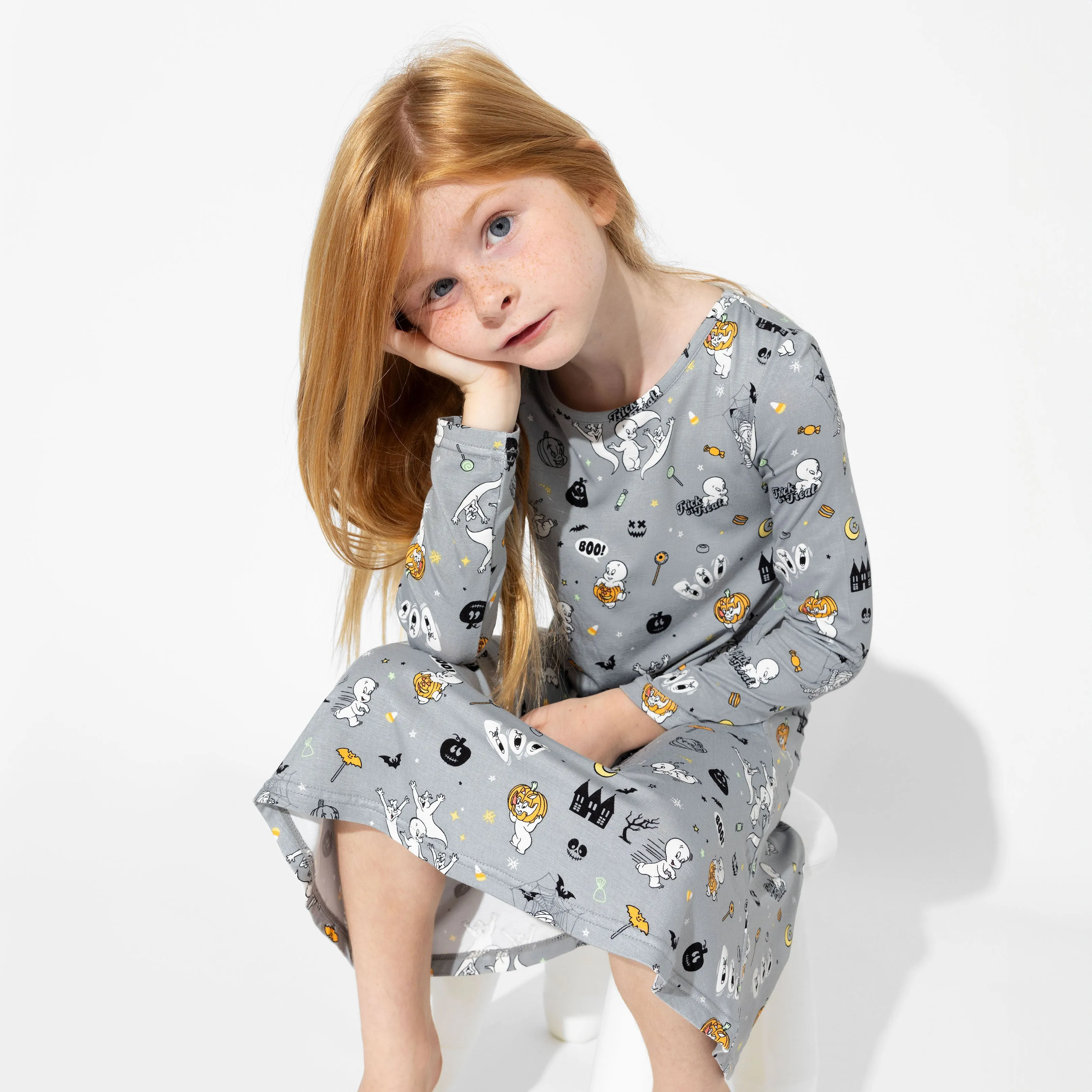 Casper Halloween Bamboo Girls' Long Sleeve Dress