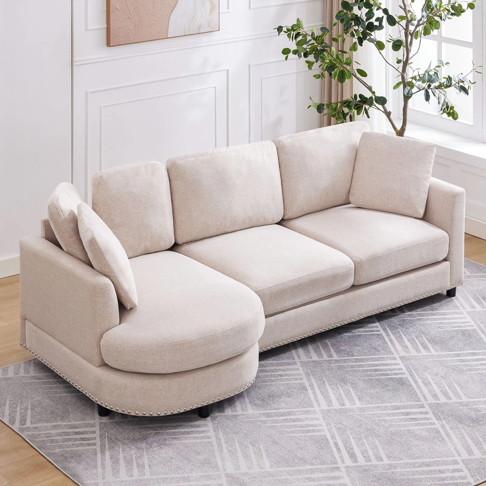 Cecer 3-Seater Modern Curved Sofa Couch
